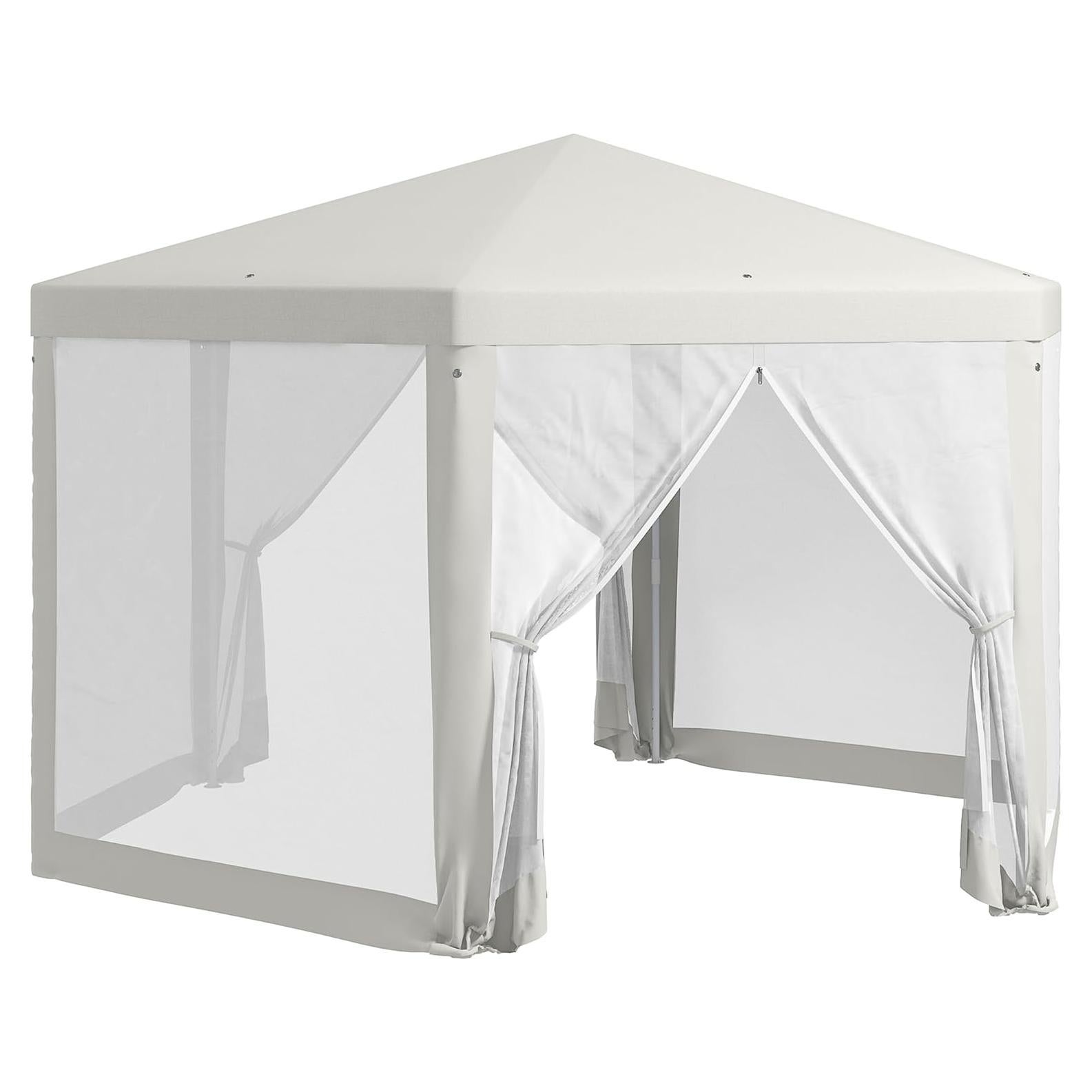 Carpa de Fiesta Hexagonal Outsunny 13x11 pies Blanca con Malla