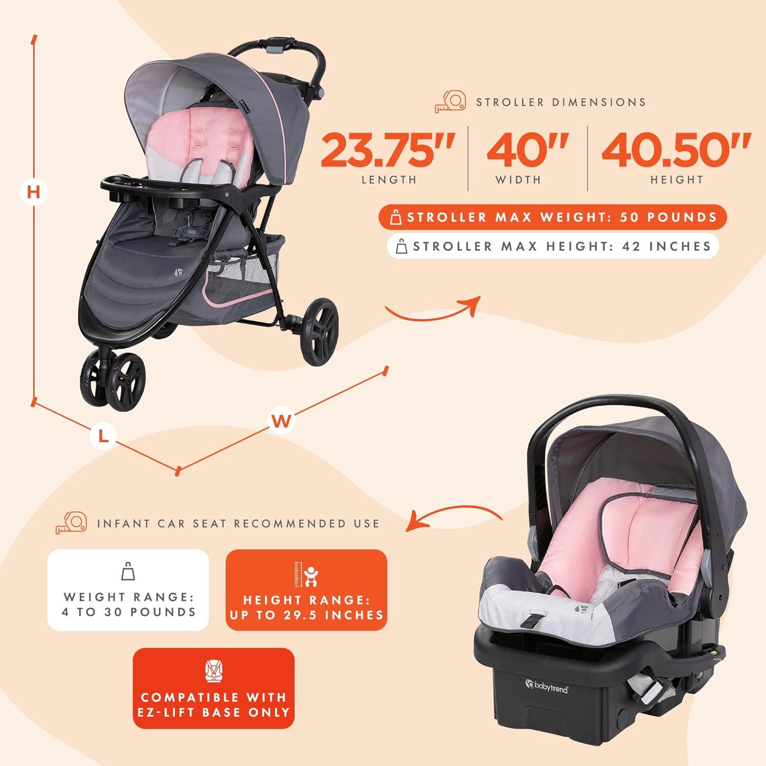 Sistema de Viaje Baby Trend EZ Ride con Asiento EZ-Lift Rosa