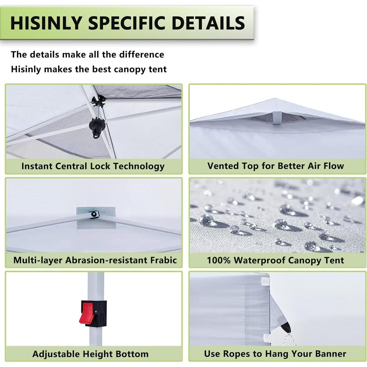 Carpa Plegable Hisinly 3x3m con Pared Lateral y Techo Ventilado