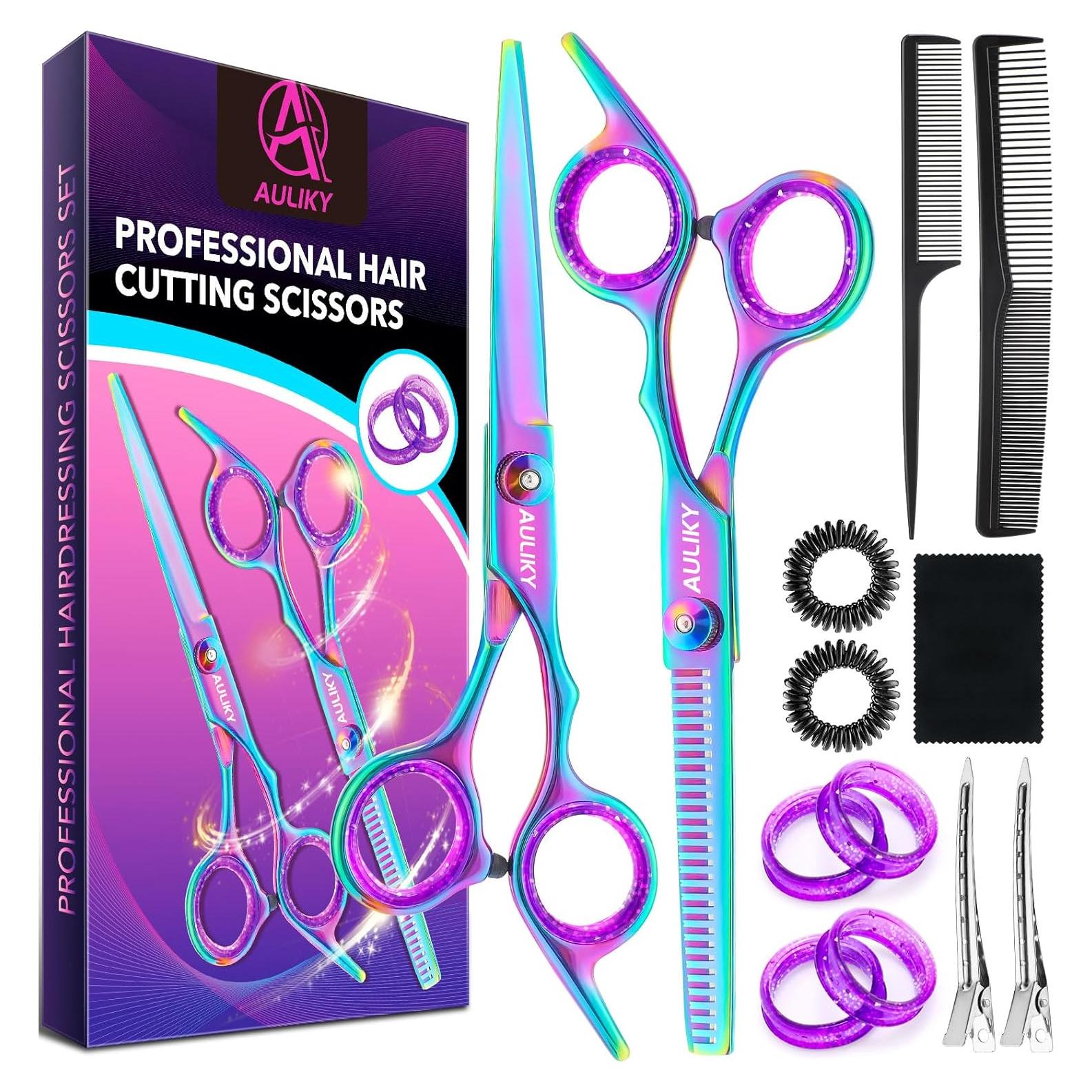 Kit Tijeras Corte Cabello AULikY 17 cm Profesional Acero