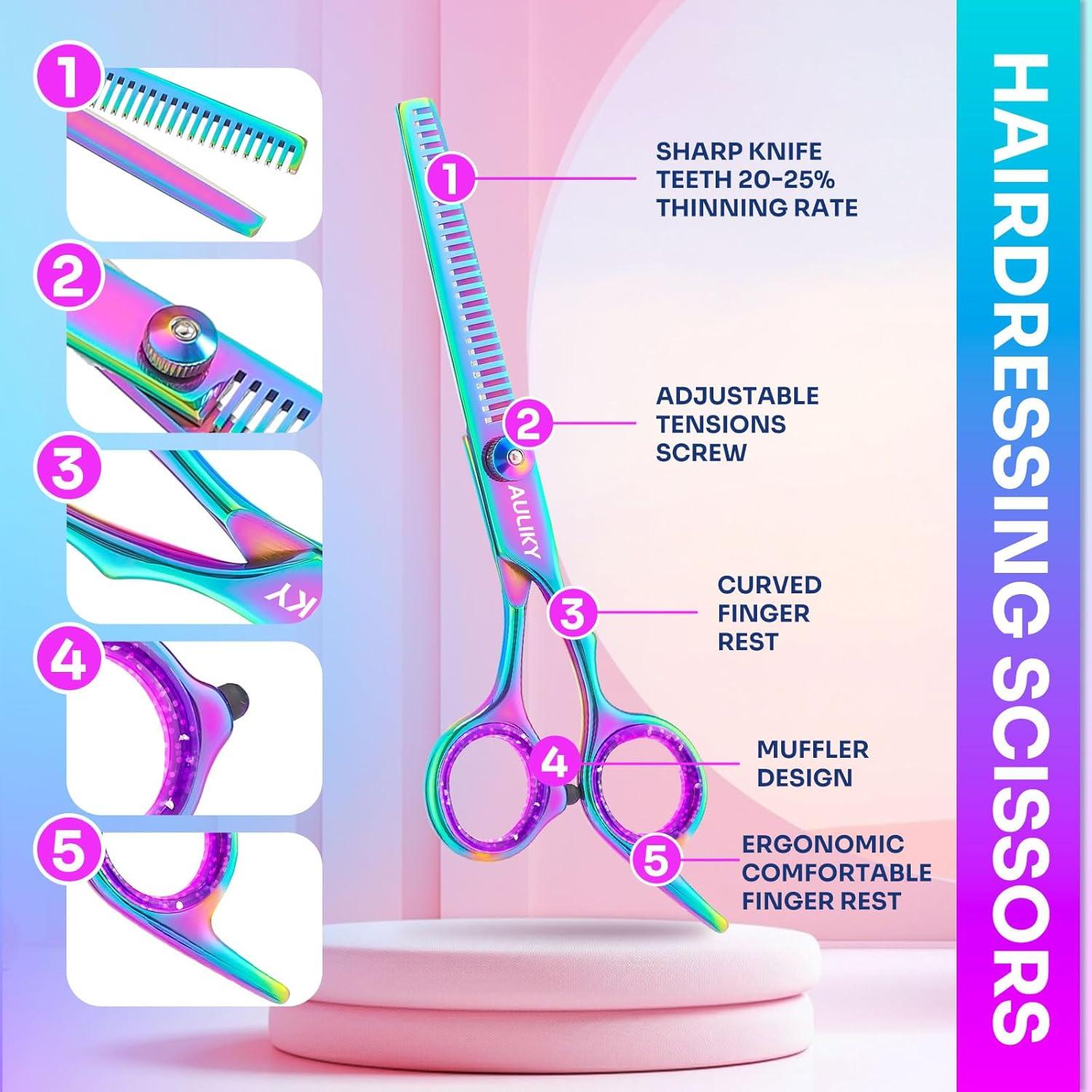 Kit Tijeras Corte Cabello AULikY 17 cm Profesional Acero