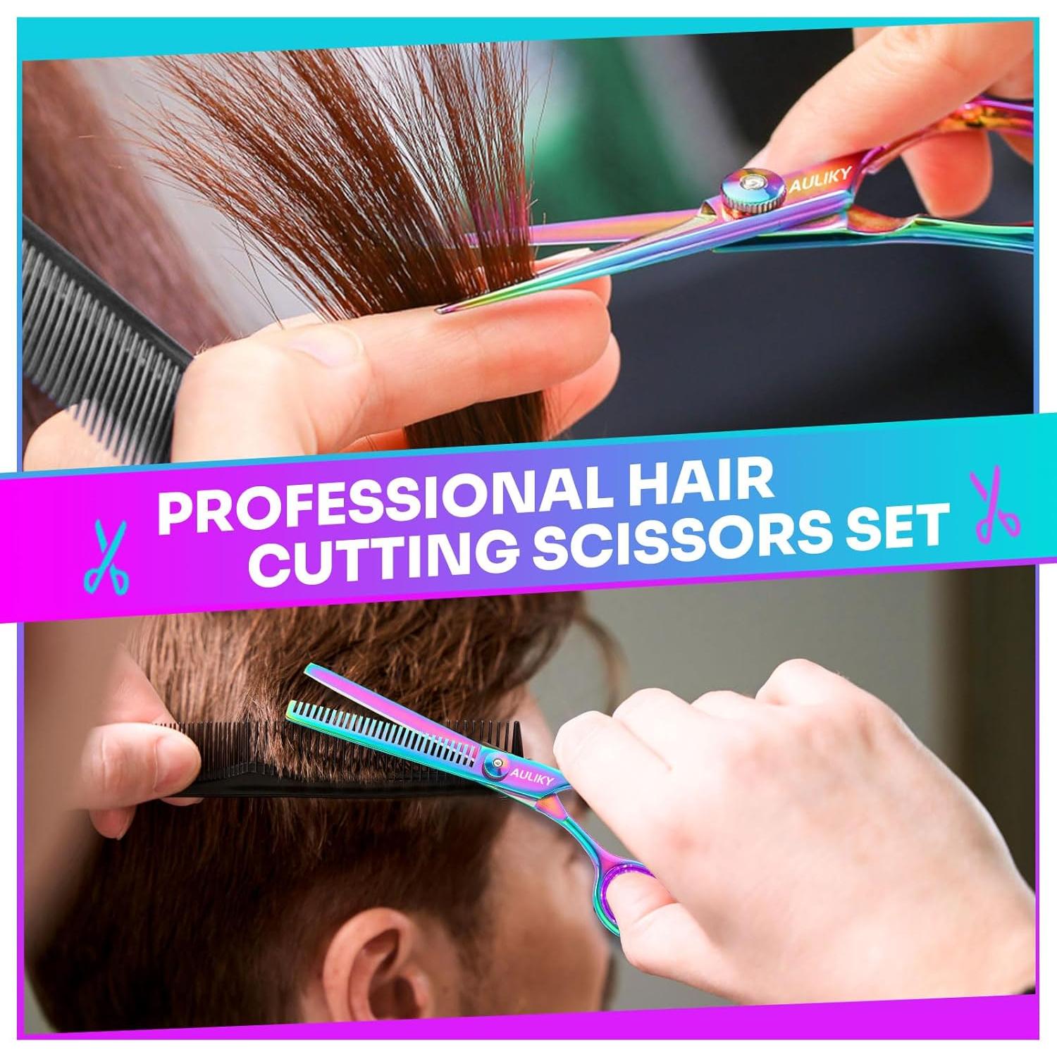 Kit Tijeras Corte Cabello AULikY 17 cm Profesional Acero