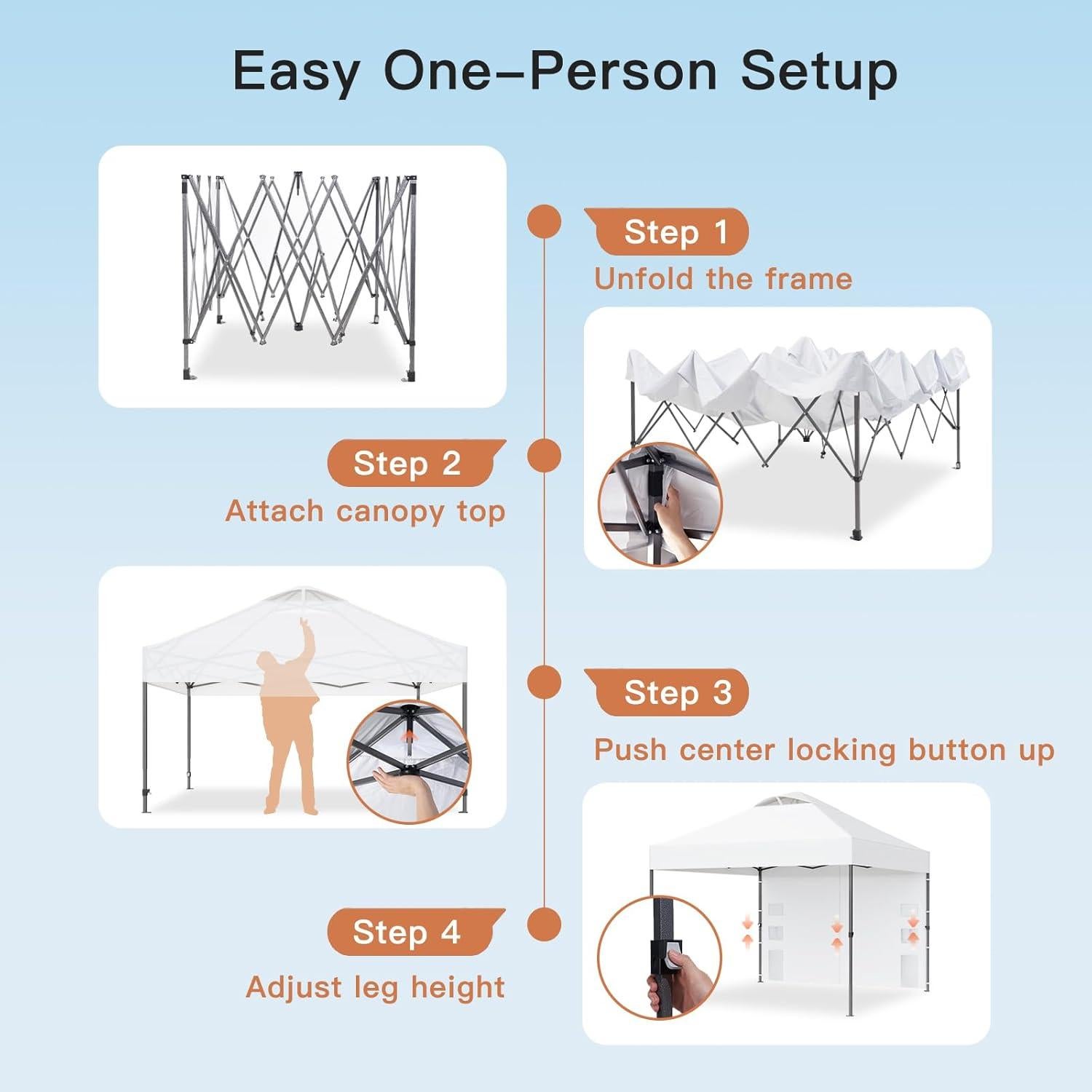 Carpa Plegable AMADA 10x10m con Paredes Laterales - Blanco