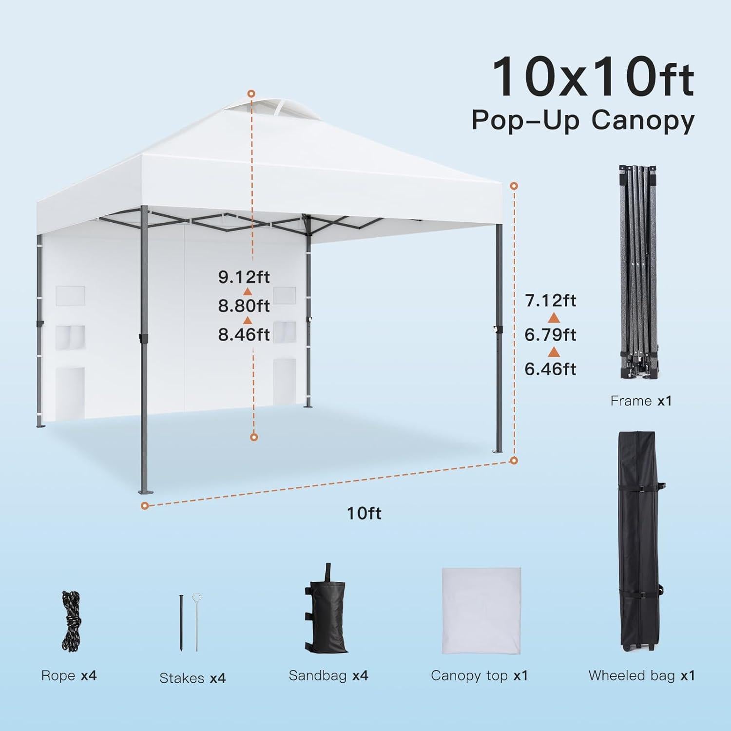 Carpa Plegable AMADA 10x10m con Paredes Laterales - Blanco