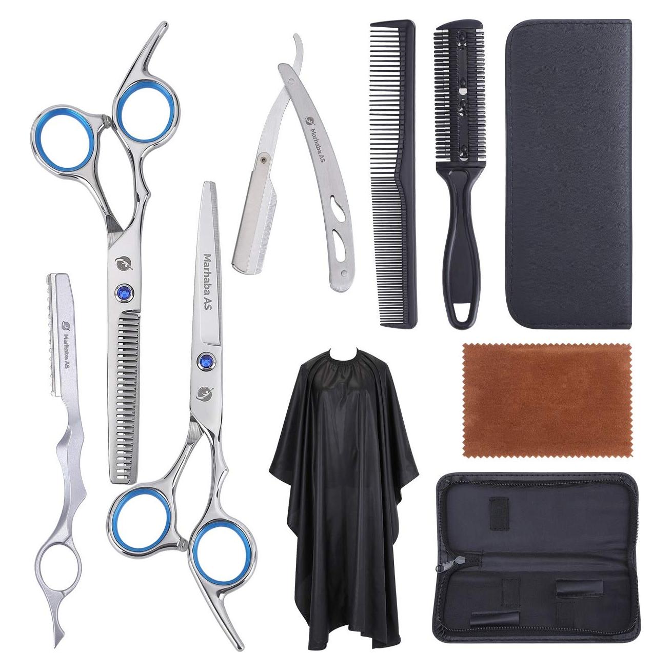 Kit de Tijeras de Barbero Marhaba AS - 10 Piezas Profesionales