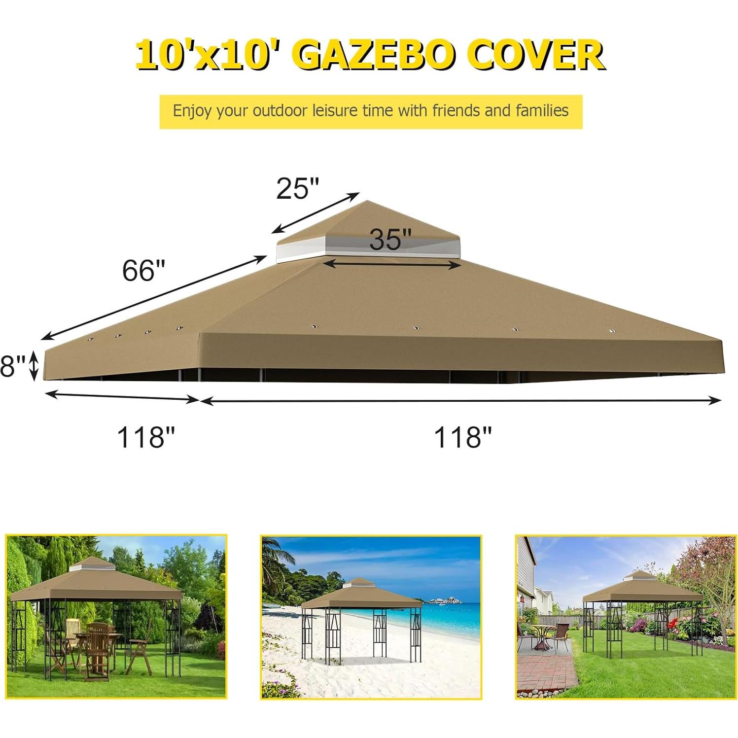 Cubierta Superior Gazebo 10x10' Big Lighting Deals Caqui