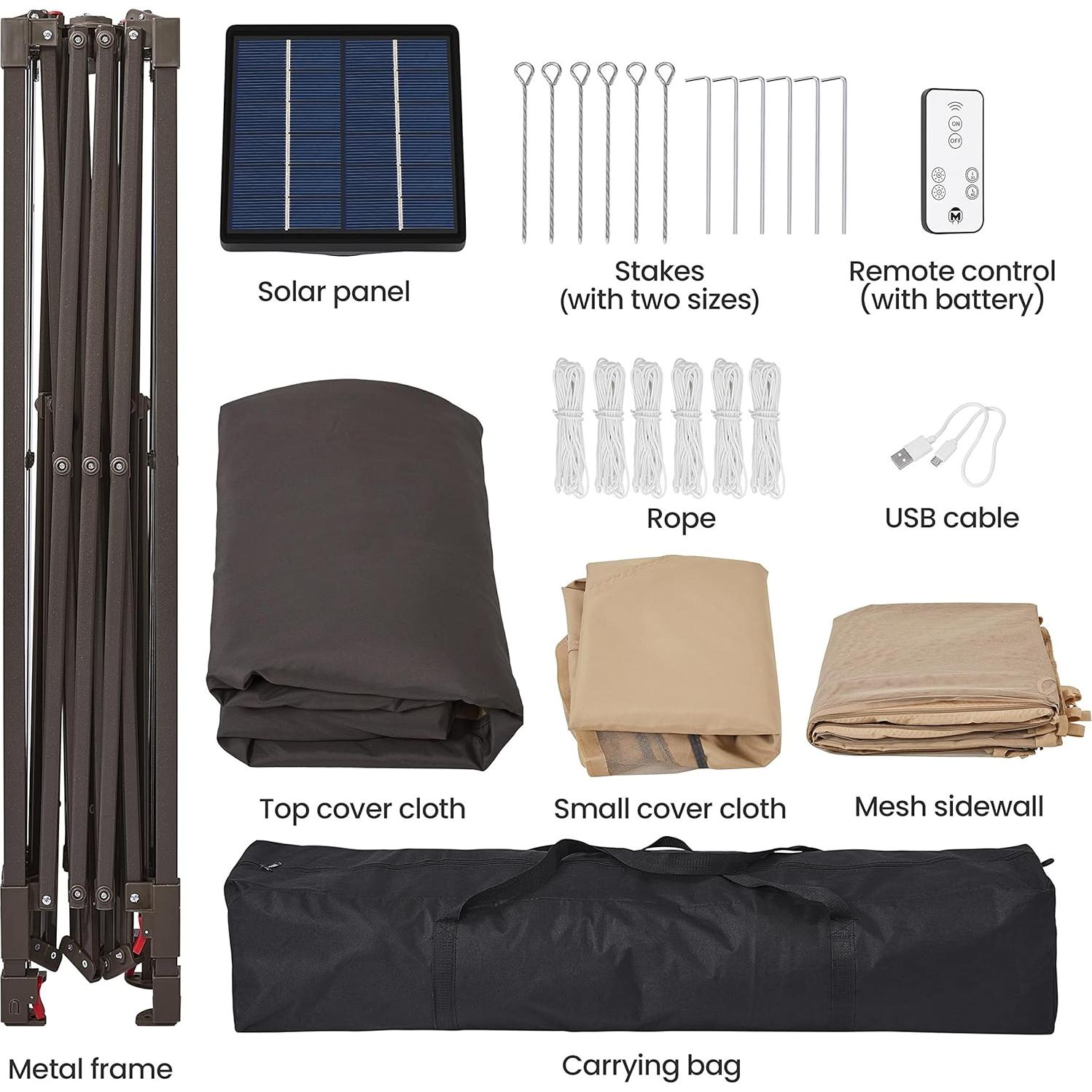 Gazebo Plegable Topeakmart 3.96x3.96m con 25 Luces LED