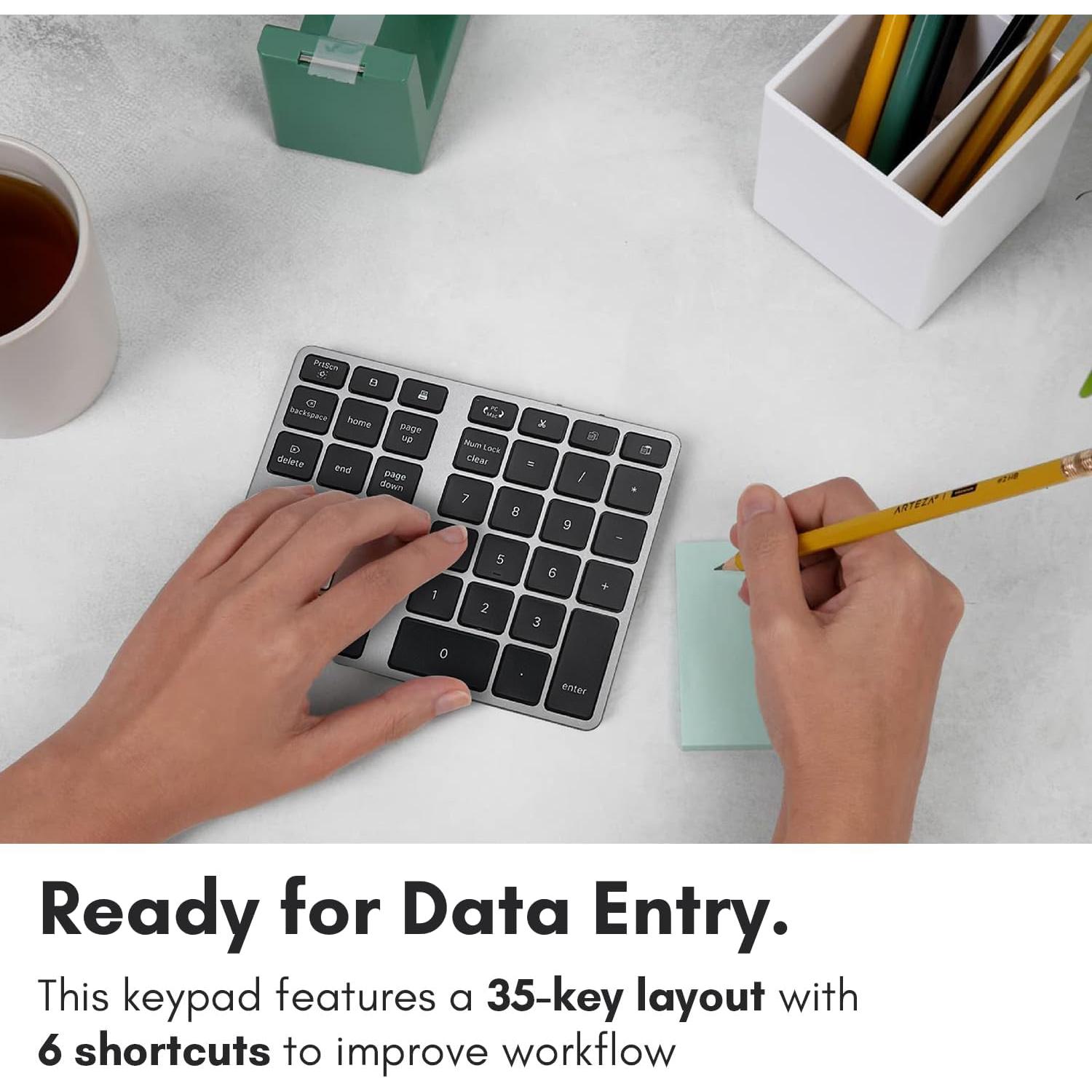 Teclado Numérico Bluetooth Macally BTNUMKEYPROSG - Aluminio Delgado - Recargable