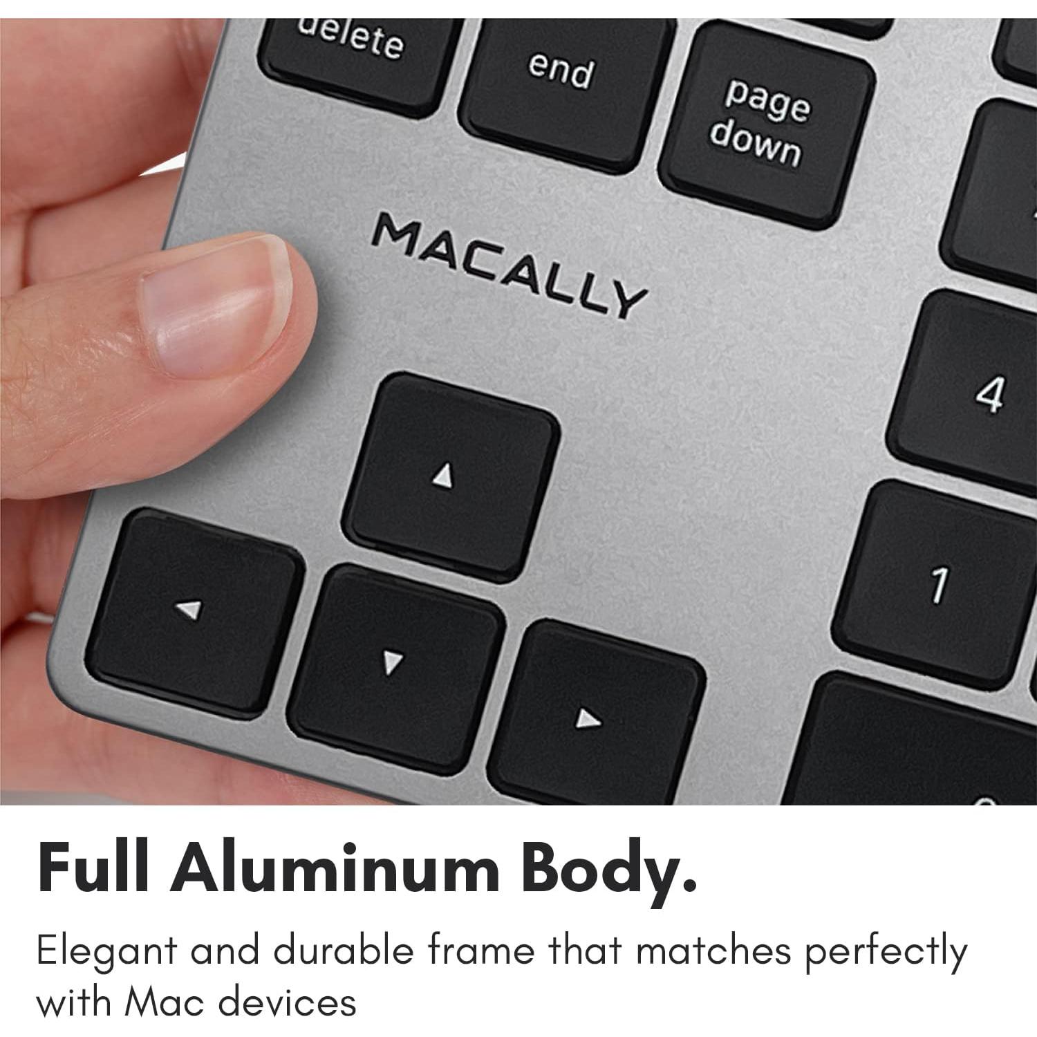 Teclado Numérico Bluetooth Macally BTNUMKEYPROSG - Aluminio Delgado - Recargable