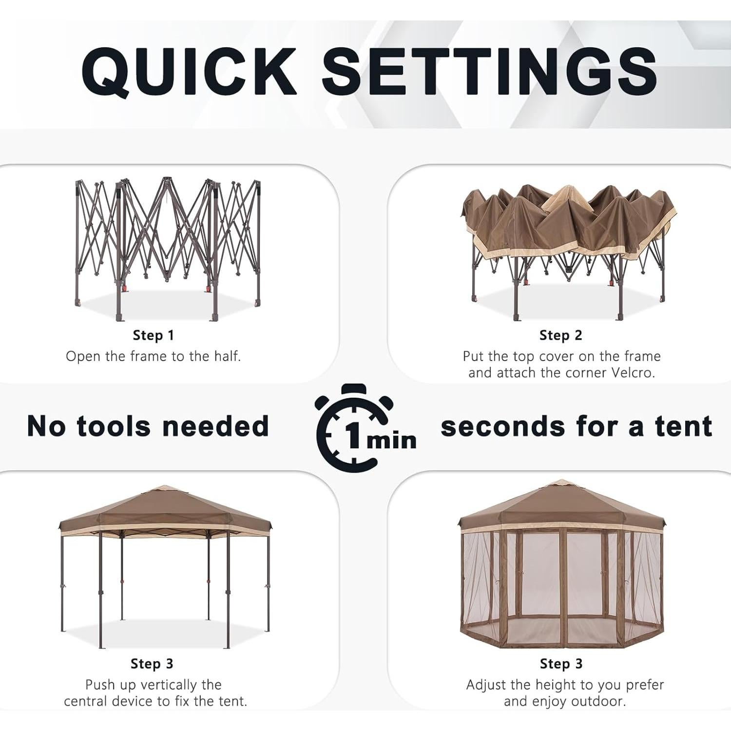 Carpa Plegable COOSHADE 3.05x3.66m con Mosquitera Caqui