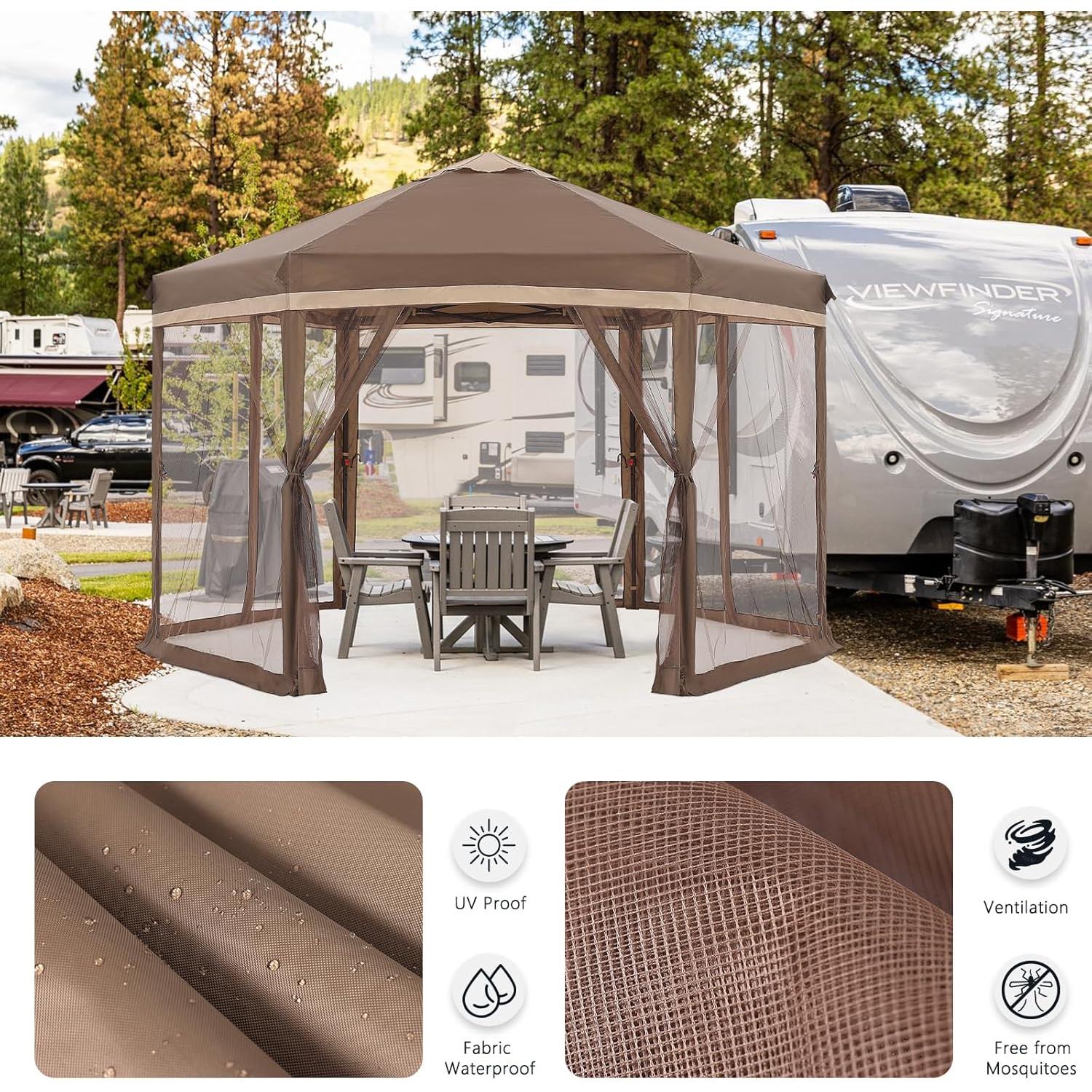 Carpa Plegable COOSHADE 3.05x3.66m con Mosquitera Caqui