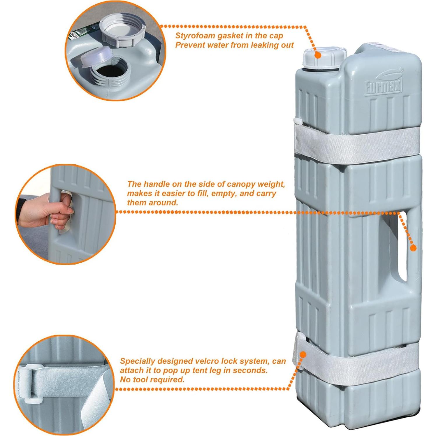 Pesos de Agua para Toldo Eurmax - 4 Pcs, 56.24 kg Capacidad