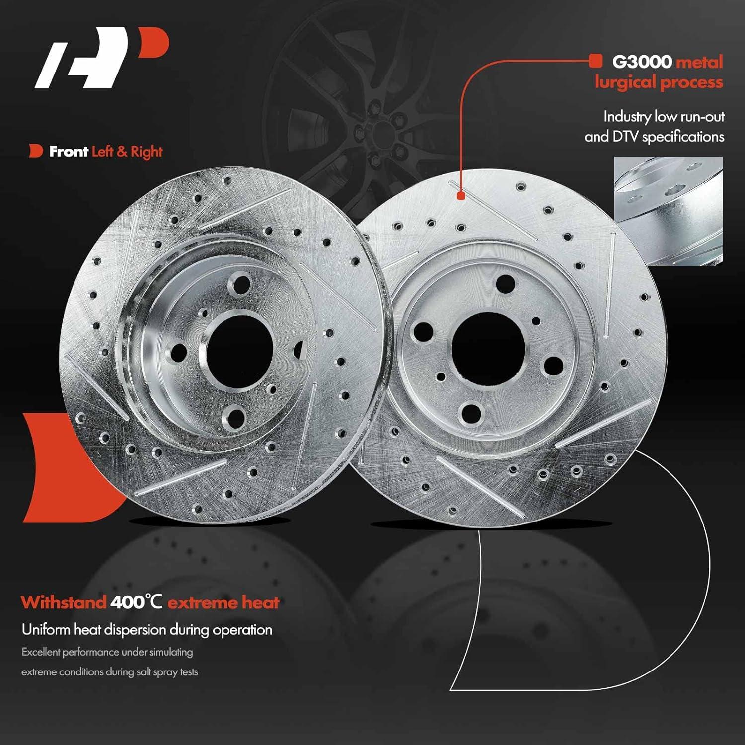 Discos de Freno Perforados y Ranurados A-Premium 255mm + Pastillas Cerámicas Toyota/Chevrolet