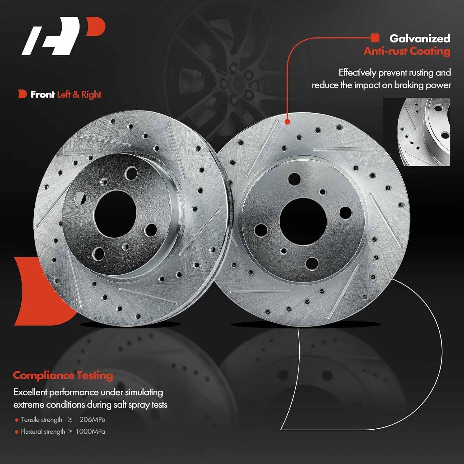 Discos de Freno Perforados y Ranurados A-Premium 255mm + Pastillas Cerámicas Toyota/Chevrolet