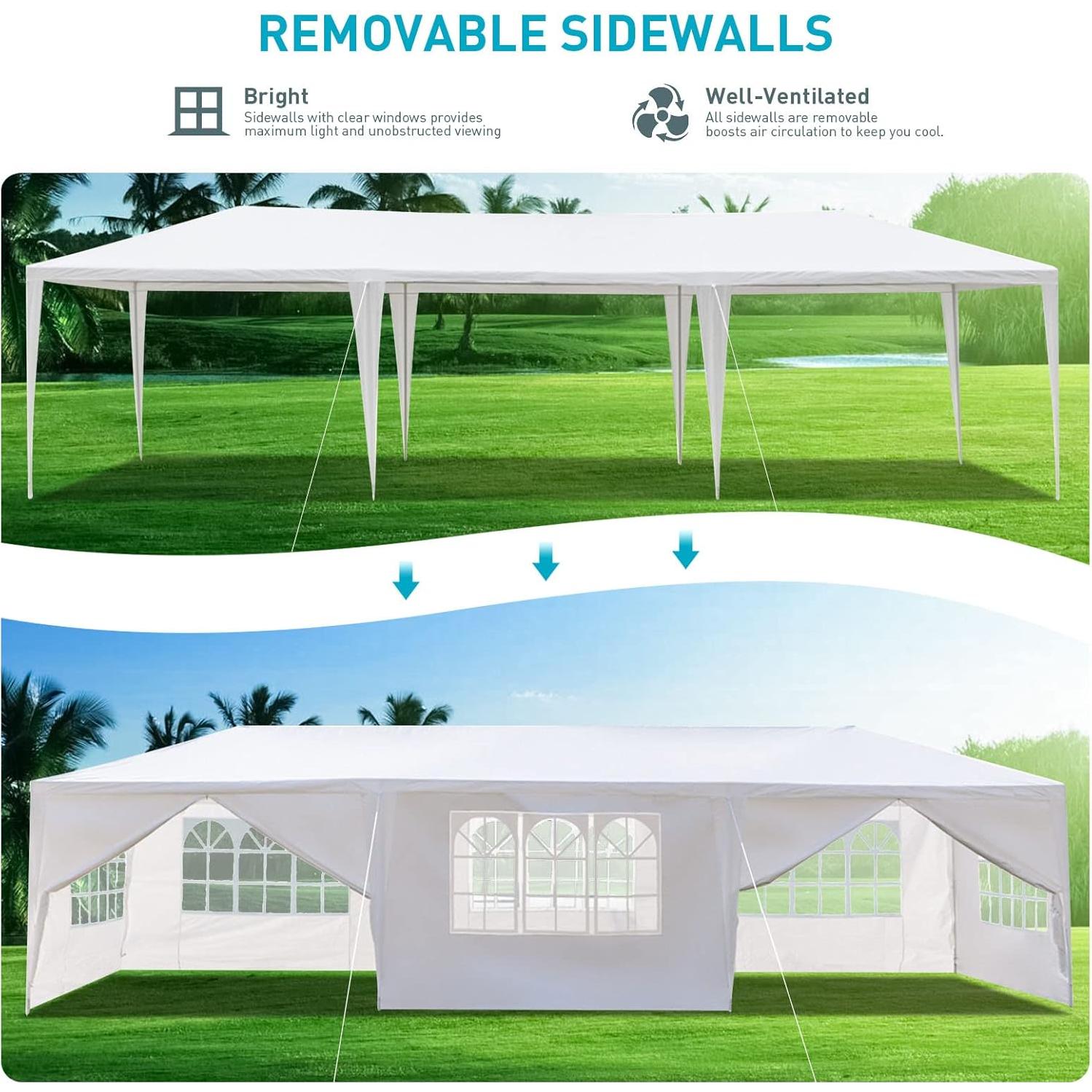 Carpa para Fiestas ANTSKU 3.05x9.14m Blanca con 8 Paredes