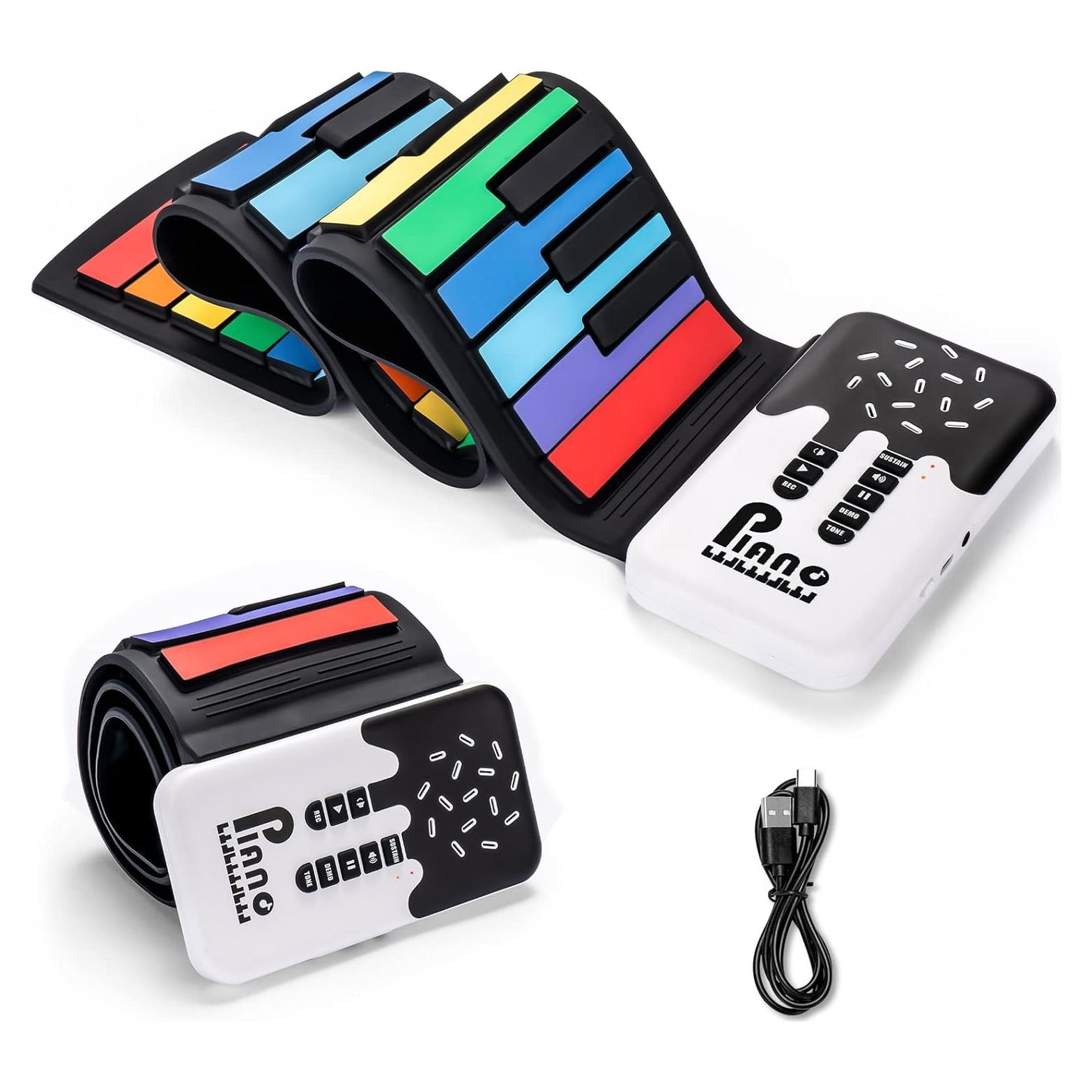 Teclado Piano Plegable POGOLAB 49 Teclas Arcoíris Portátil