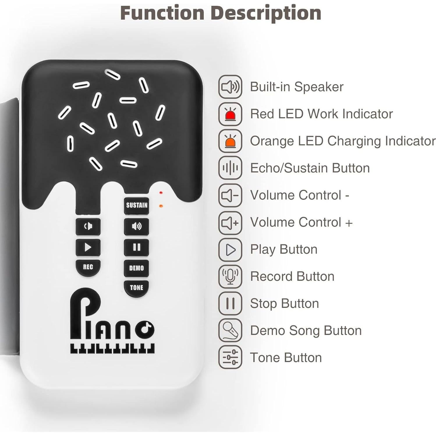 Teclado Piano Plegable POGOLAB 49 Teclas Arcoíris Portátil