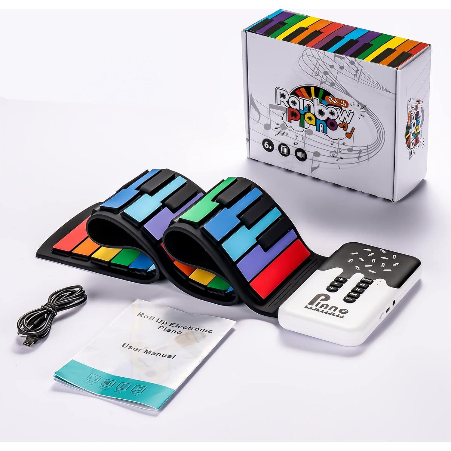 Teclado Piano Plegable POGOLAB 49 Teclas Arcoíris Portátil