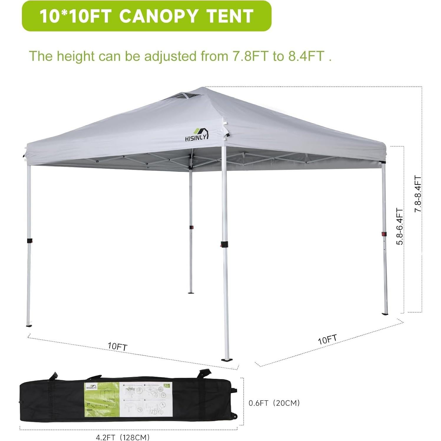 Carpa Pop Up Hisinly 3x3m Impermeable con Techo Ventilado