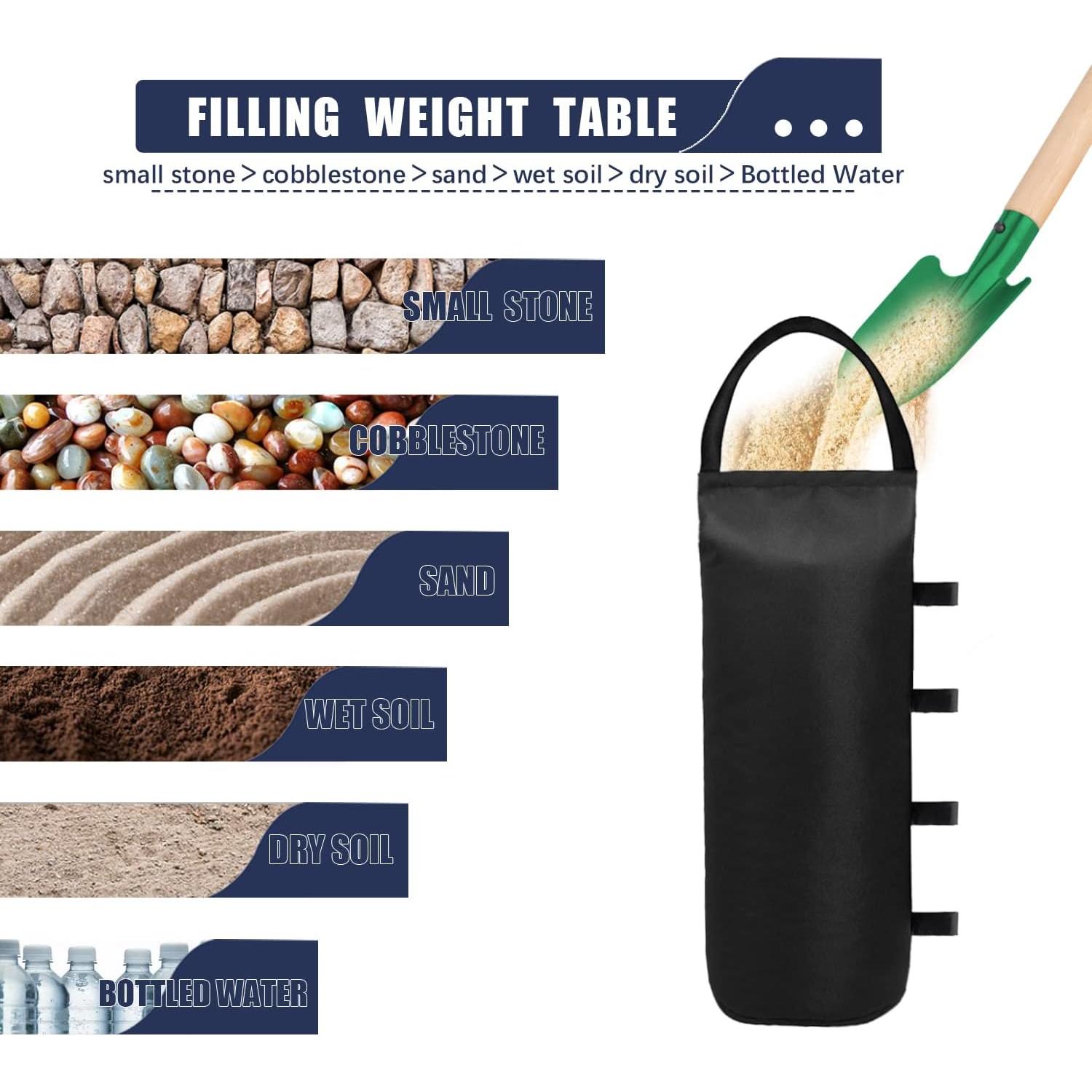 Pesas de Arena Cilíndricas IALNAI para Carpa 4 Unidades