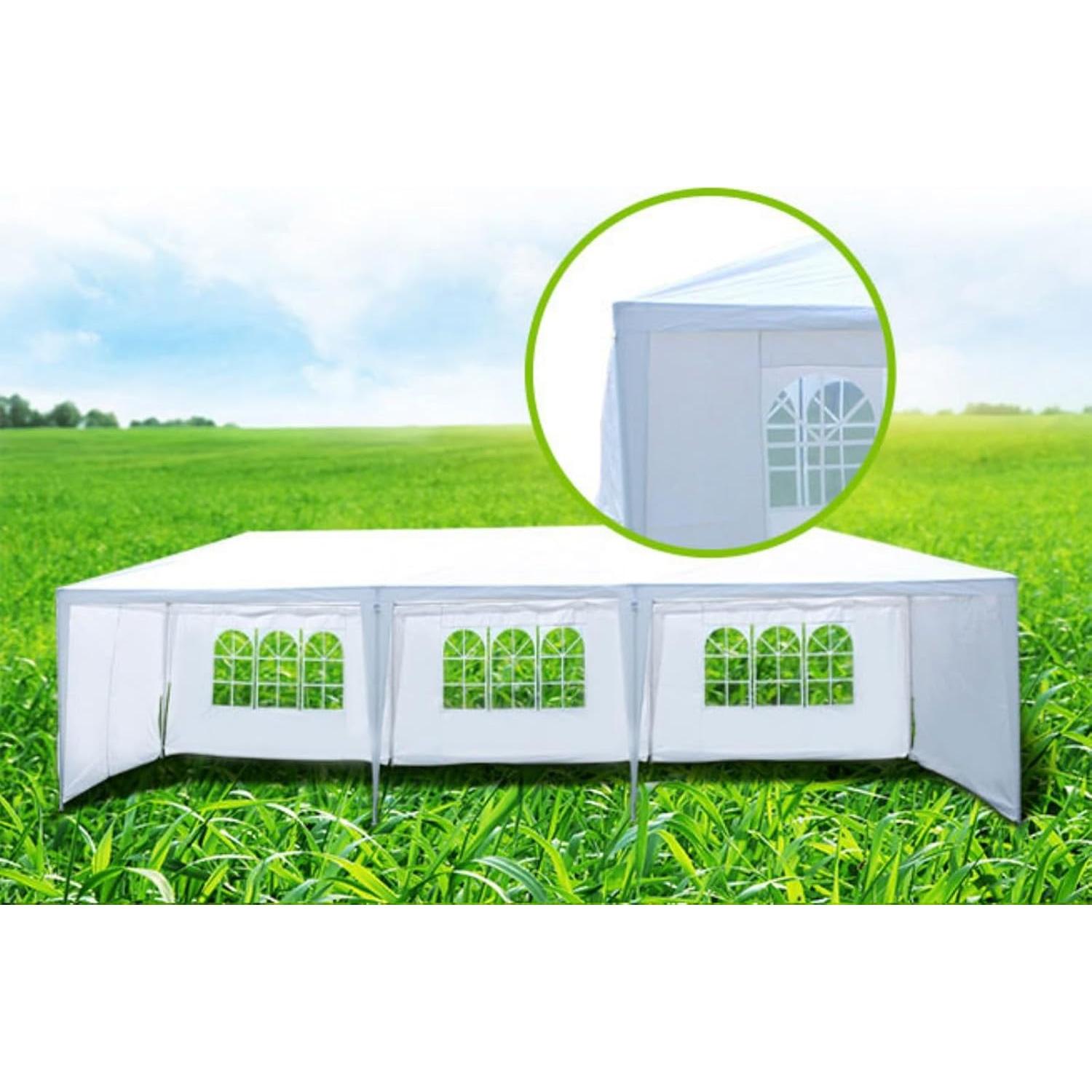 10x30Ft Outdoor Party Canopy Tent with 5 Removable Sidewalls, White Waterproof Gazebo for Weddings, Events, and Gatherings