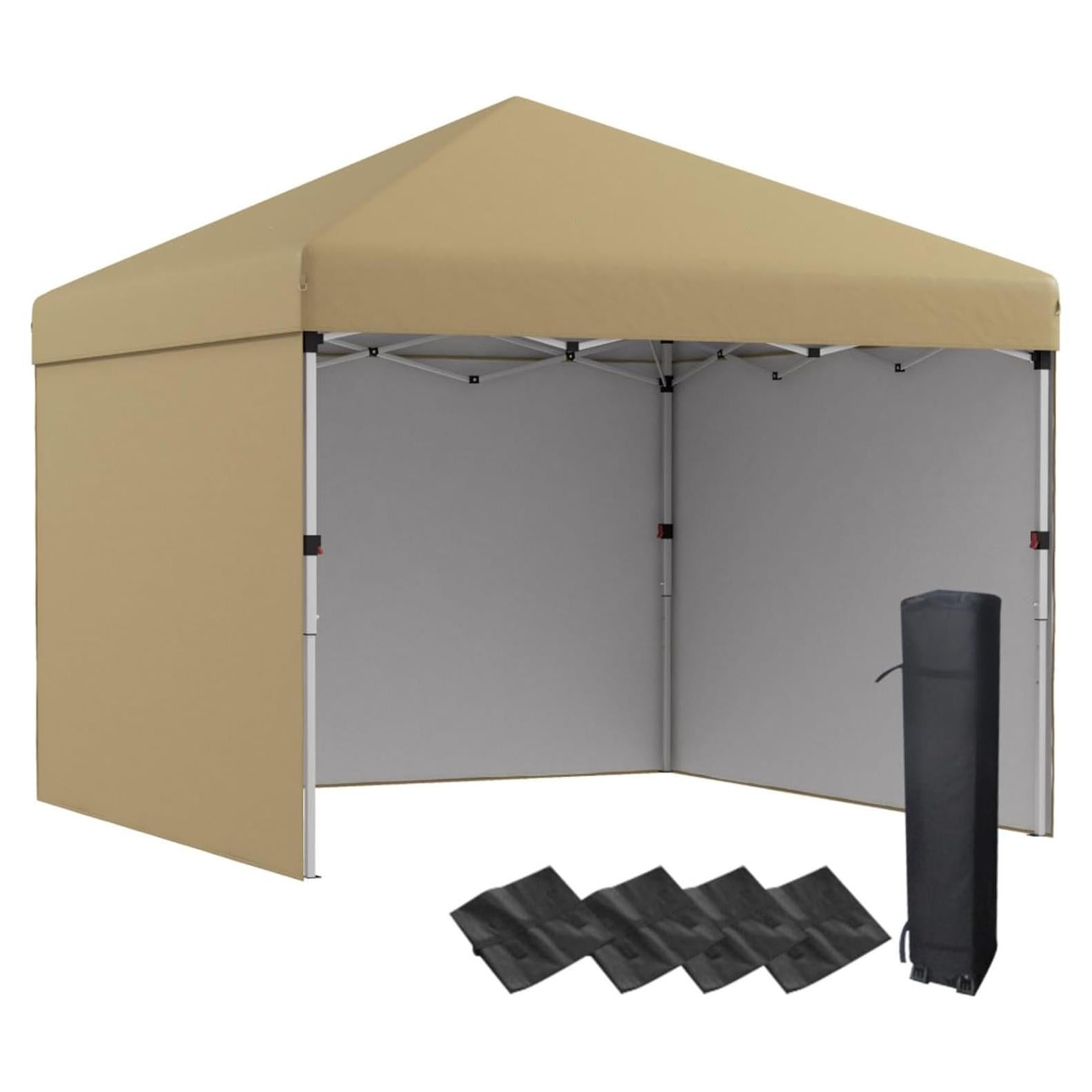 10' x 10' Pop Up Canopy Tent with 3 Sidewalls, Leg Weight Bags and Carry Bag, Height Adjustable, Instant Party Tent Event Shelter Gazebo for Garden, Patio