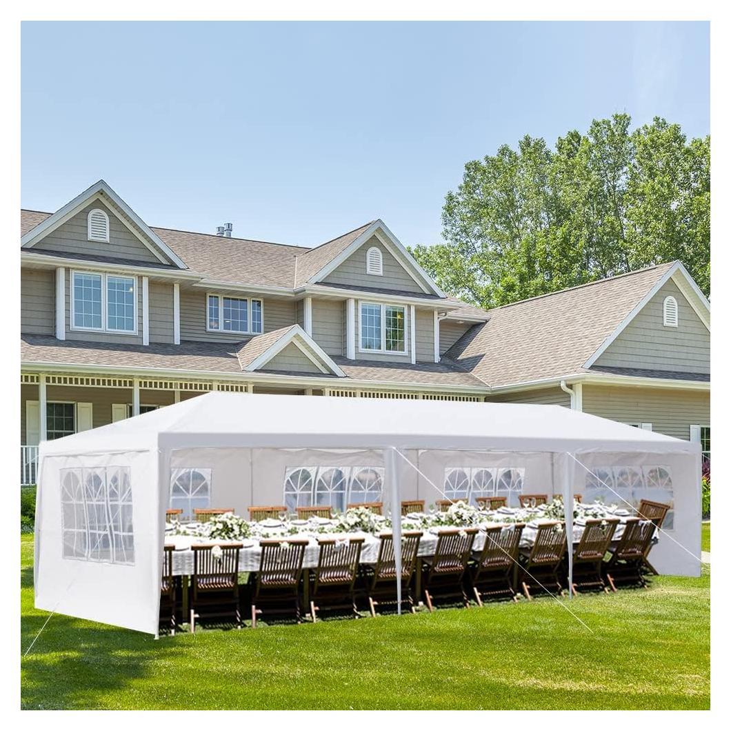 Carpa de Fiesta 3x9m con 5 Paredes Removibles y Ventanas