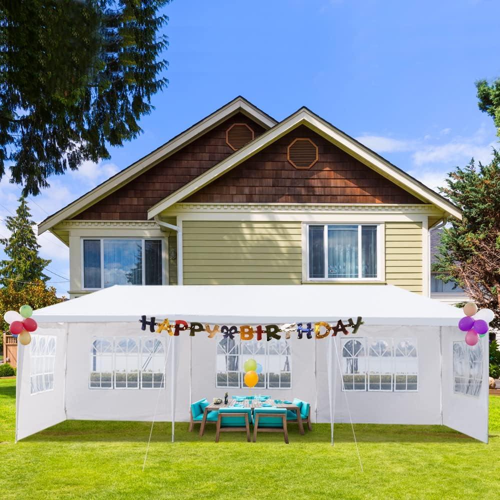 Carpa de Fiesta 3x9m con 5 Paredes Removibles y Ventanas