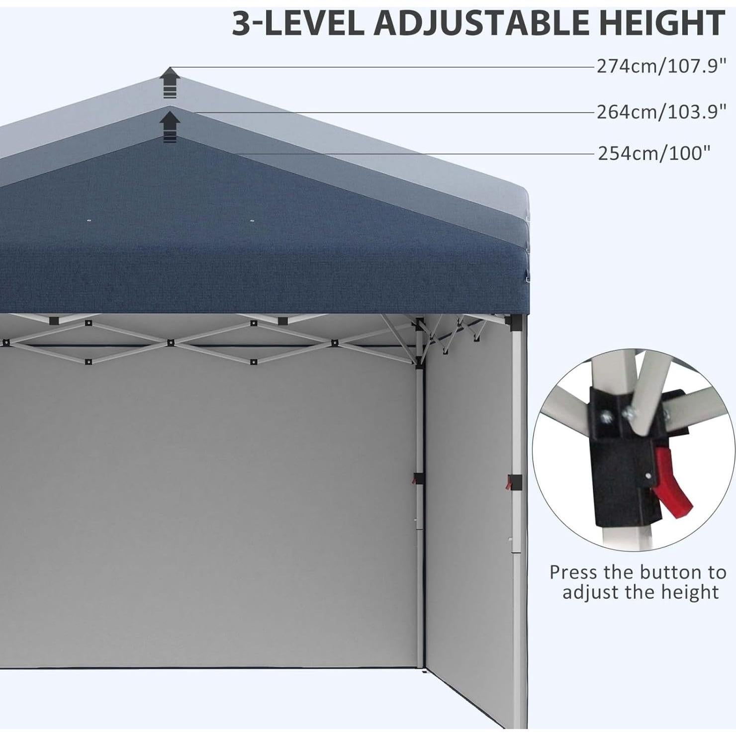 Carpa de Dosel Plegable Genérico 3 Paredes 297x297cm Azul