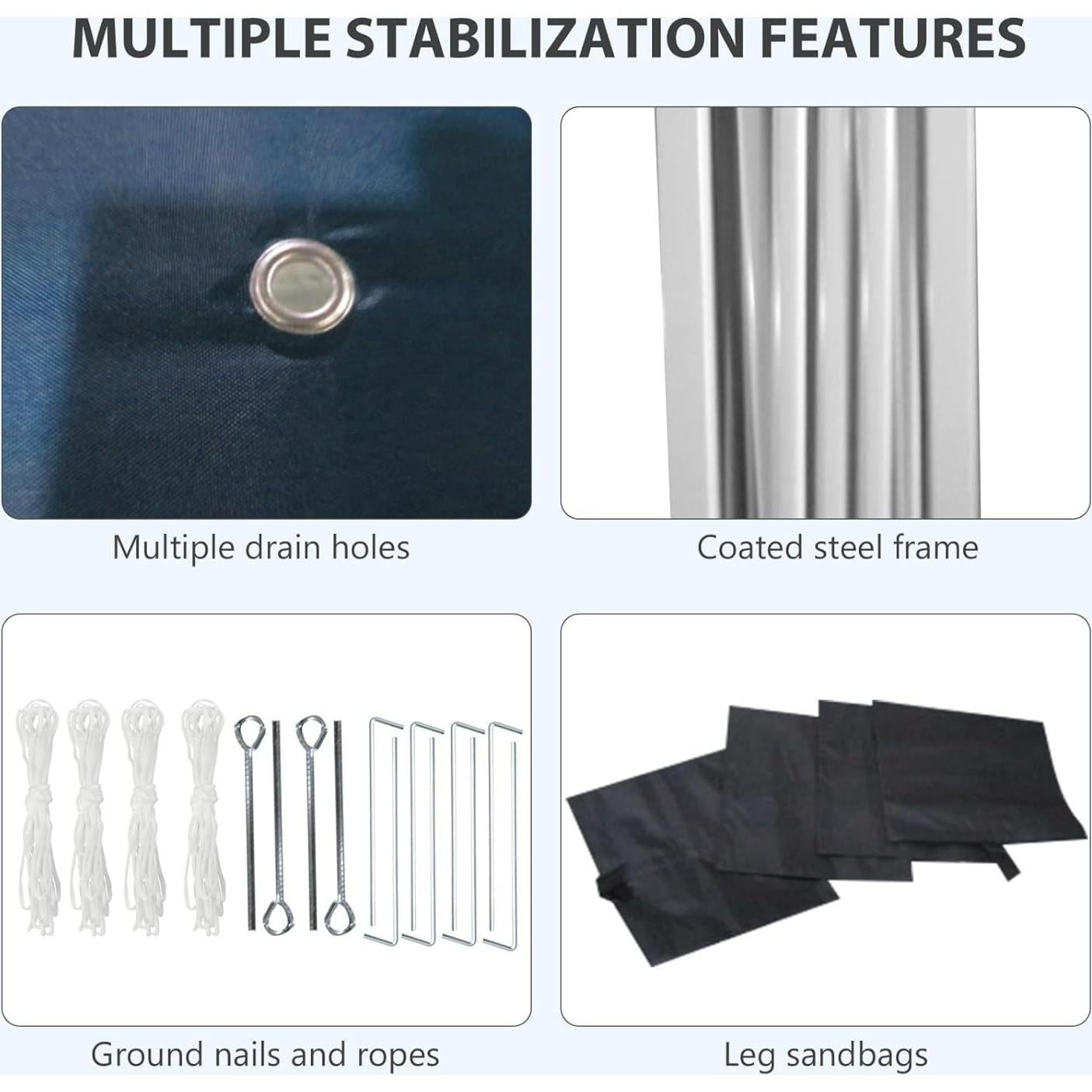 Carpa de Dosel Plegable Genérico 3 Paredes 297x297cm Azul