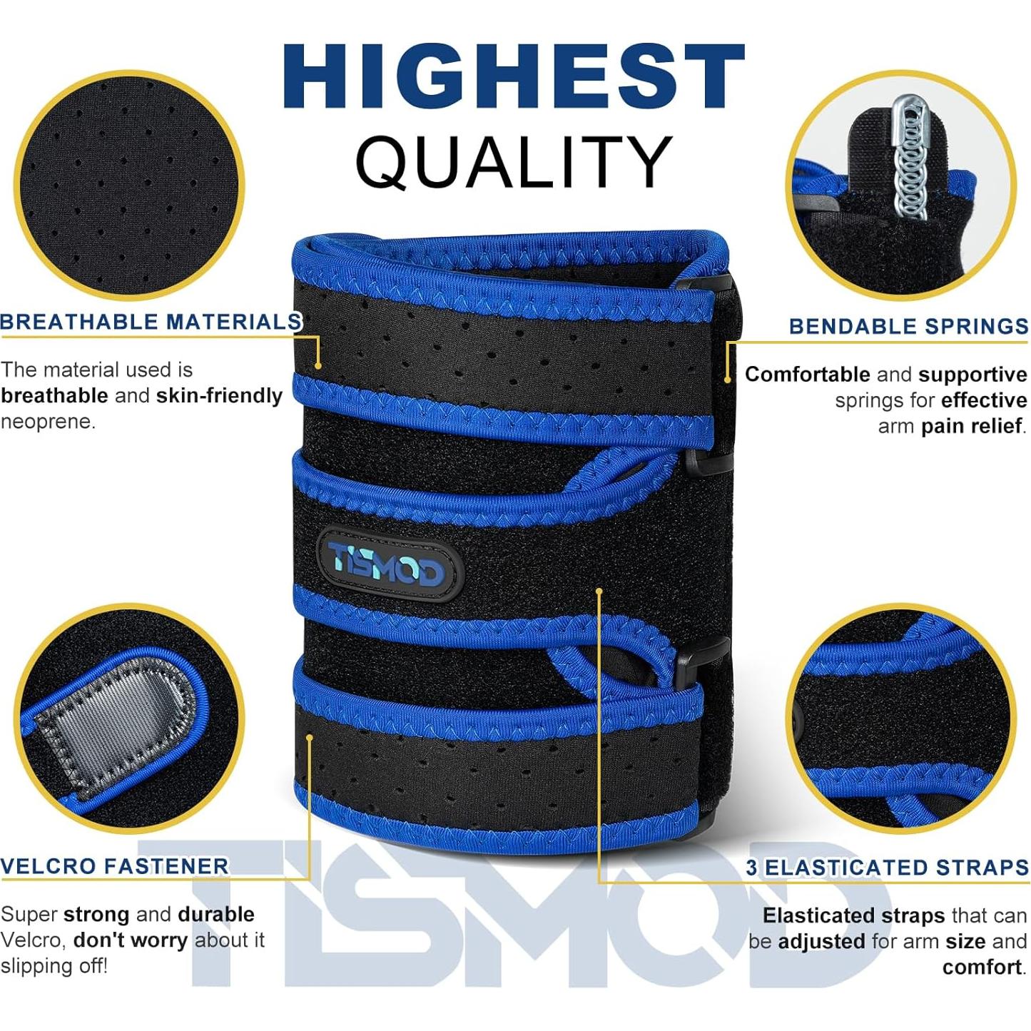 Faja de Compresión TISMOD para Tendinitis de Bíceps Azul