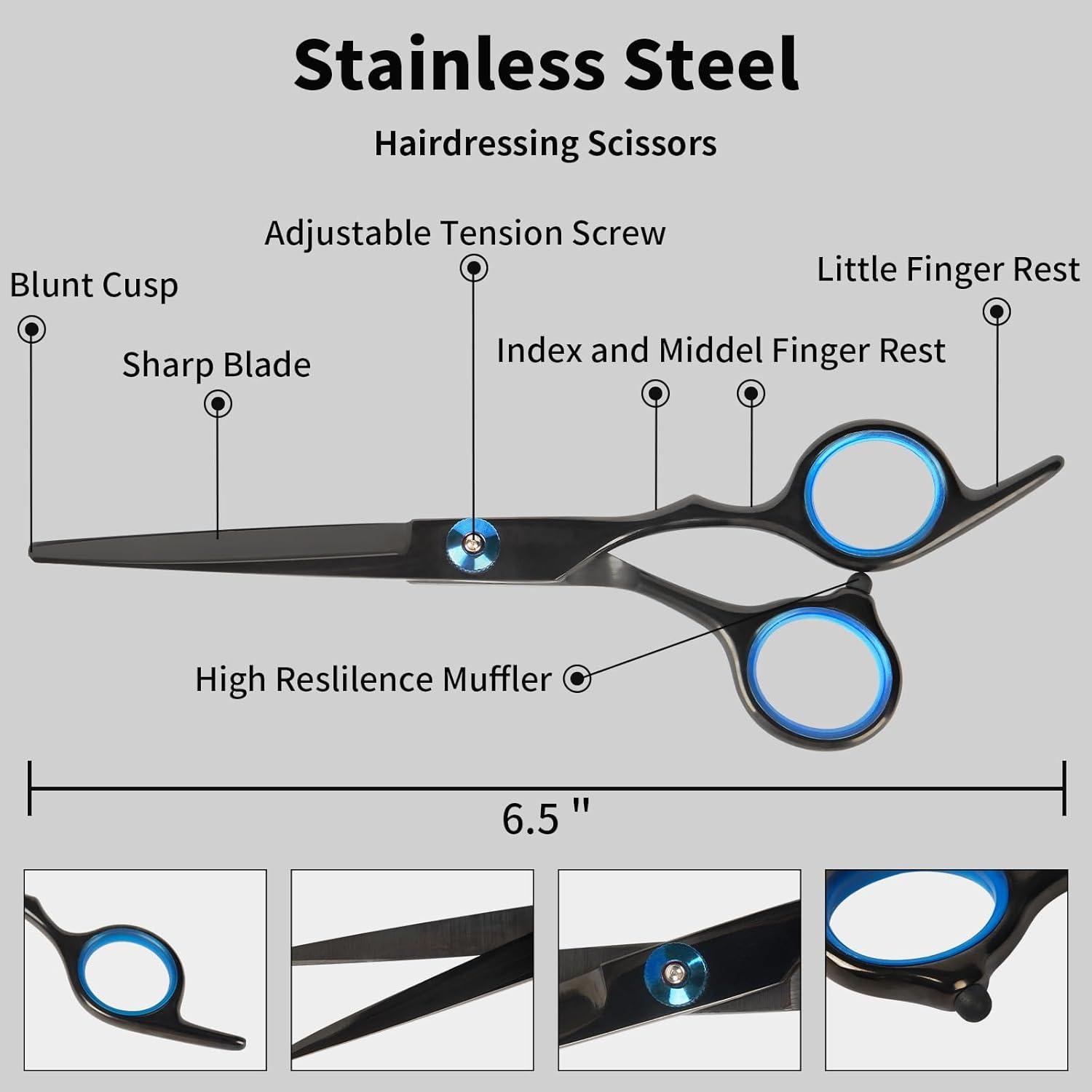 Tijeras de Corte de Cabello Homekoey 16.5 cm Acero Inoxidable