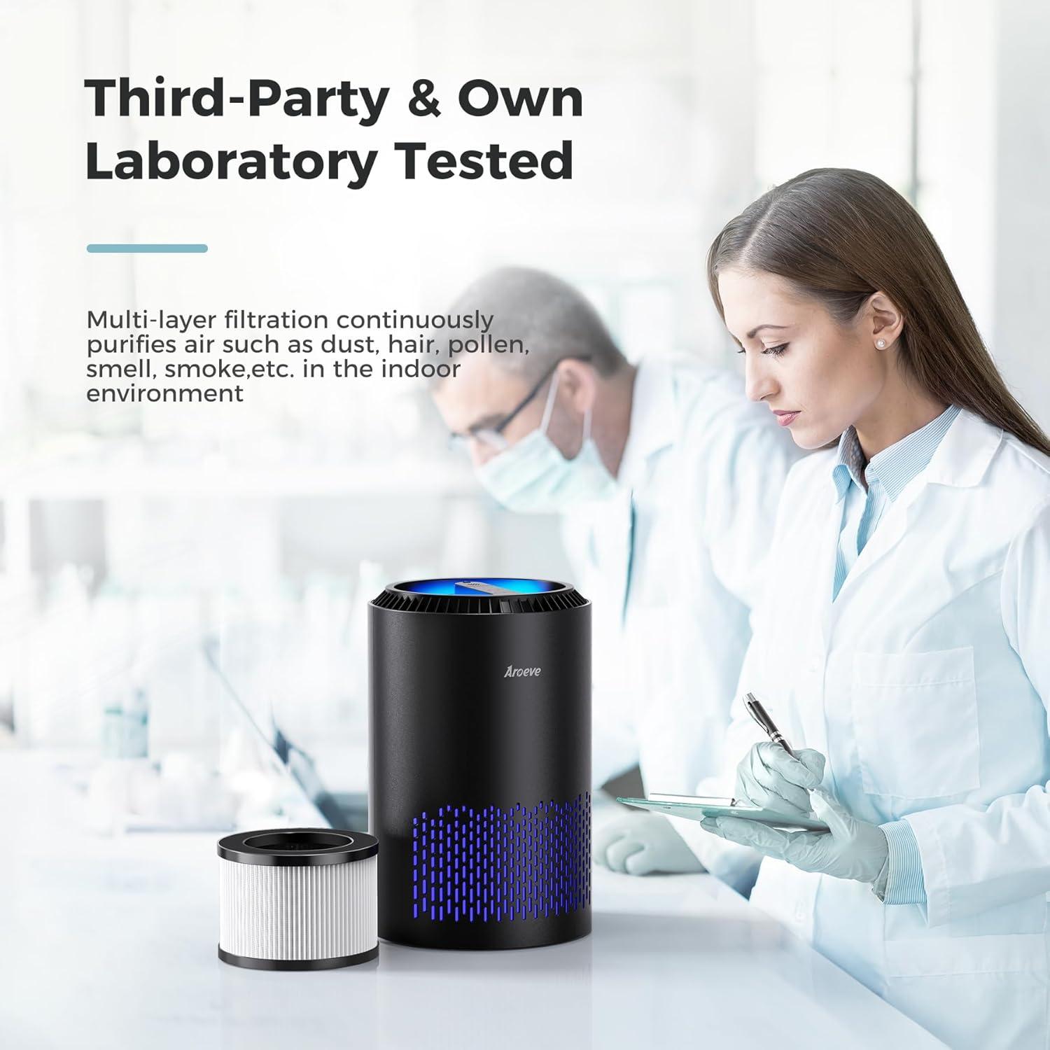 Purificador de Aire AROEVE MK01 Negro para Dormitorio 25 m²