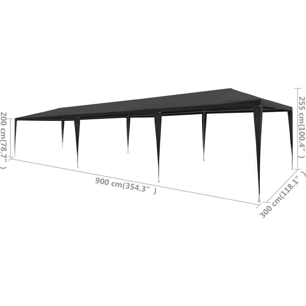 Carpa de Fiesta GeoHome Antracita 2.99x8.99m Resistente UV