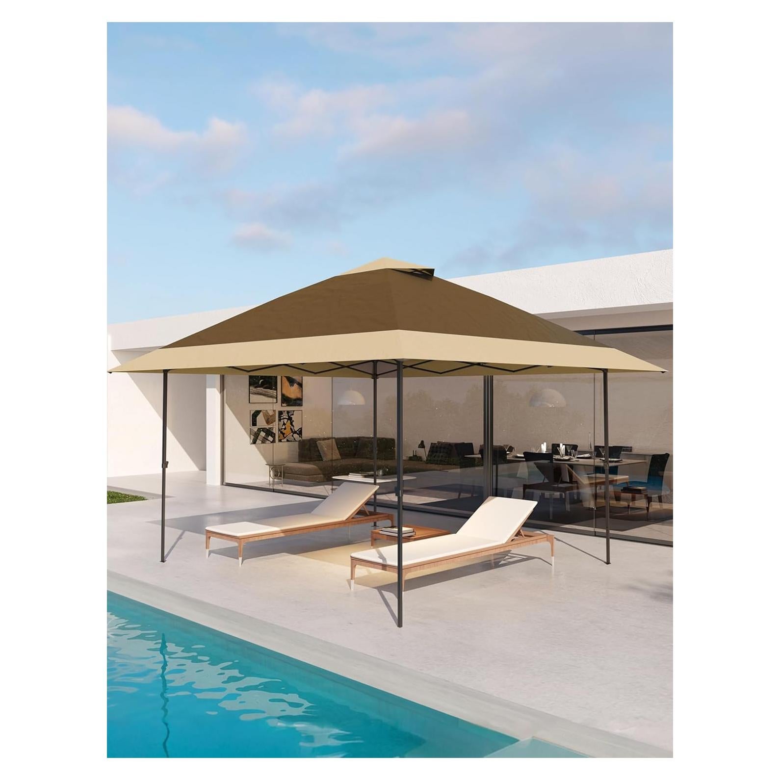Gazebo Plegable Hipicute 13x13ft con Mosquitero Caqui