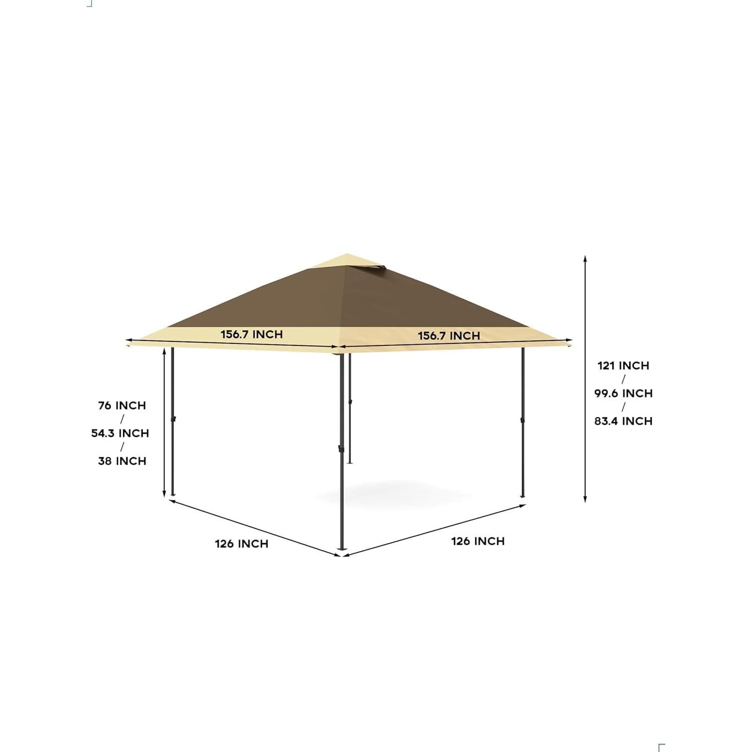 Gazebo Plegable Hipicute 13x13ft con Mosquitero Caqui