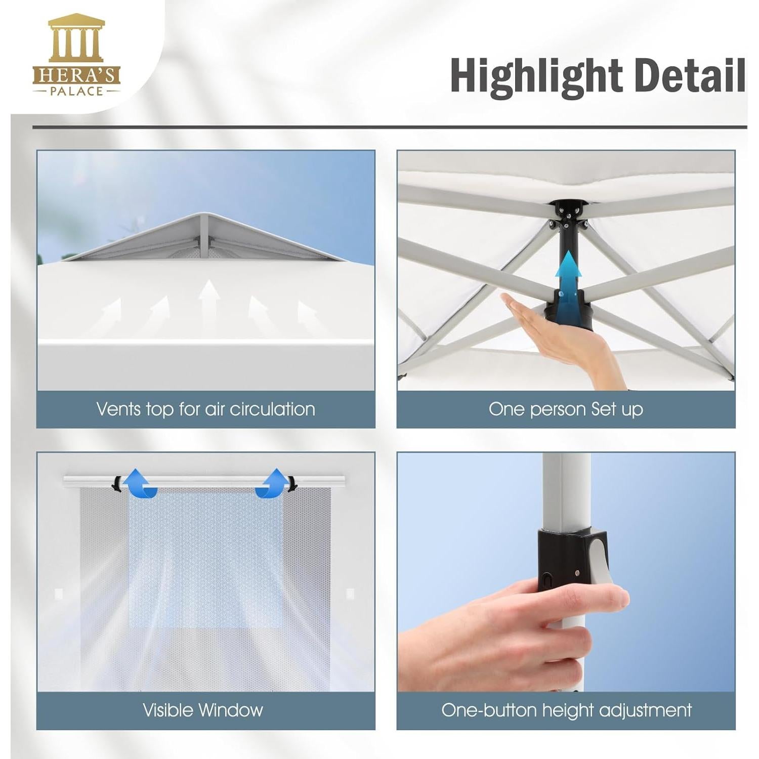 Carpa Plegable PALACIO DE HERA 3.05x3.05m Impermeable con Paredes