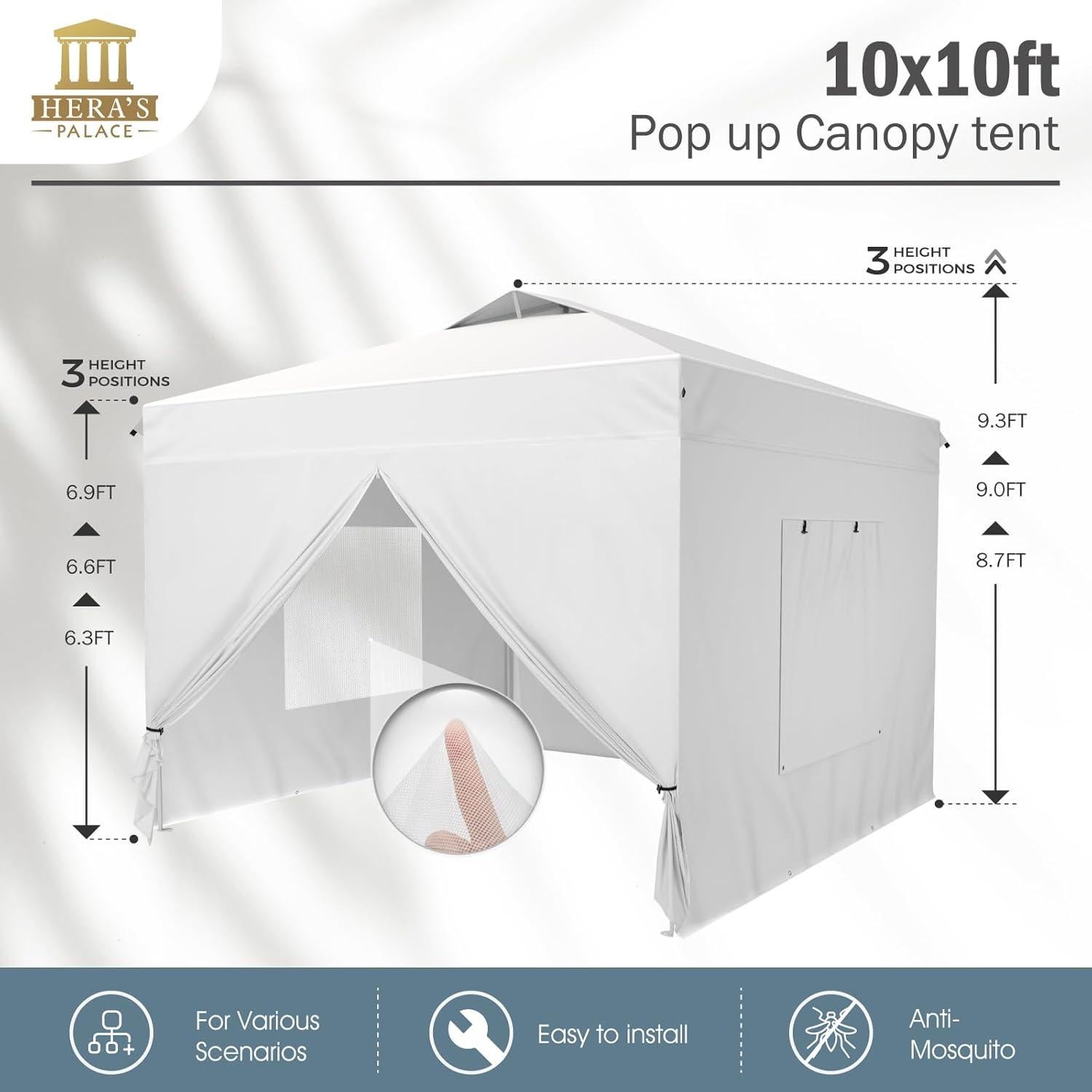 Carpa Plegable PALACIO DE HERA 3.05x3.05m Impermeable con Paredes
