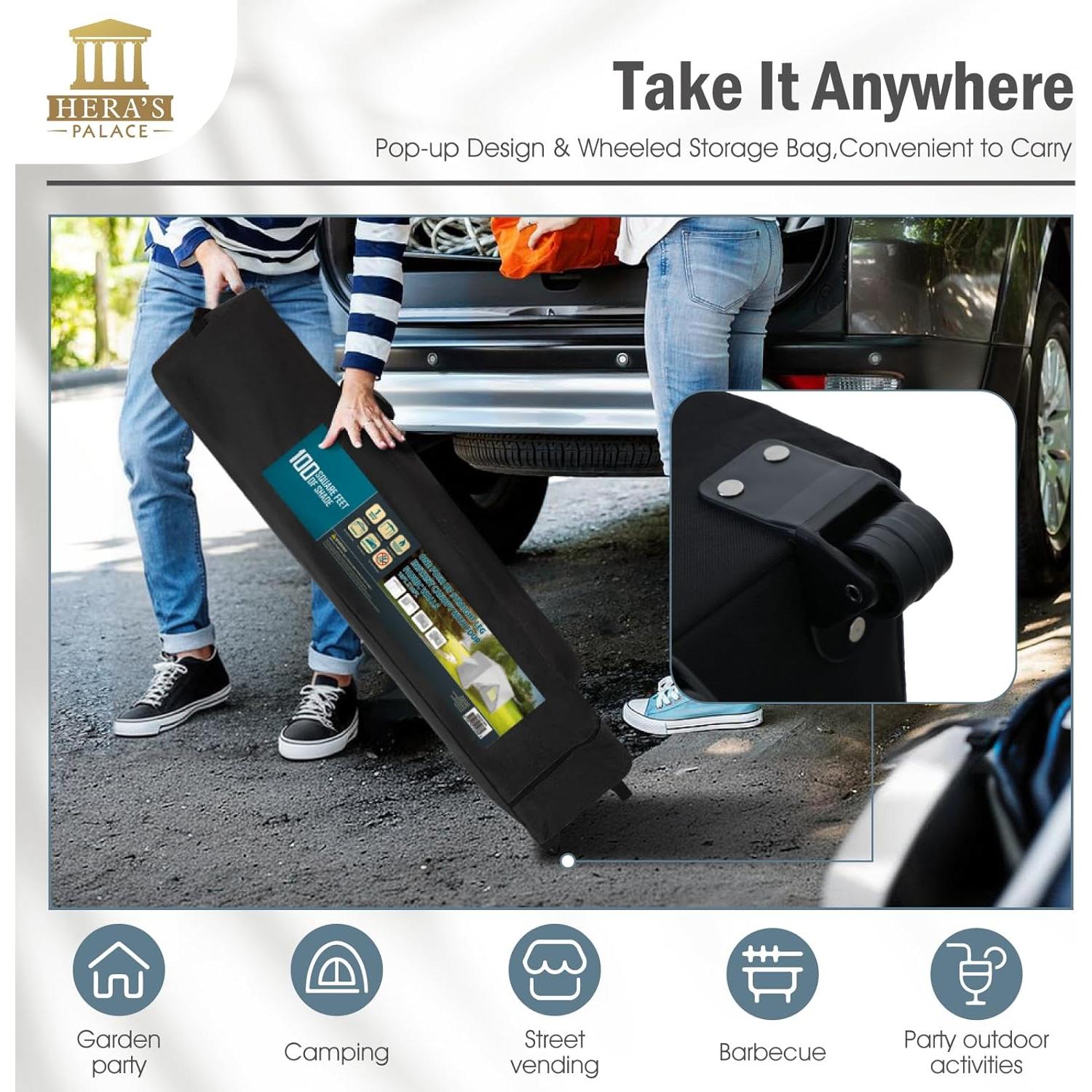 Carpa Plegable PALACIO DE HERA 3.05x3.05m Impermeable con Paredes