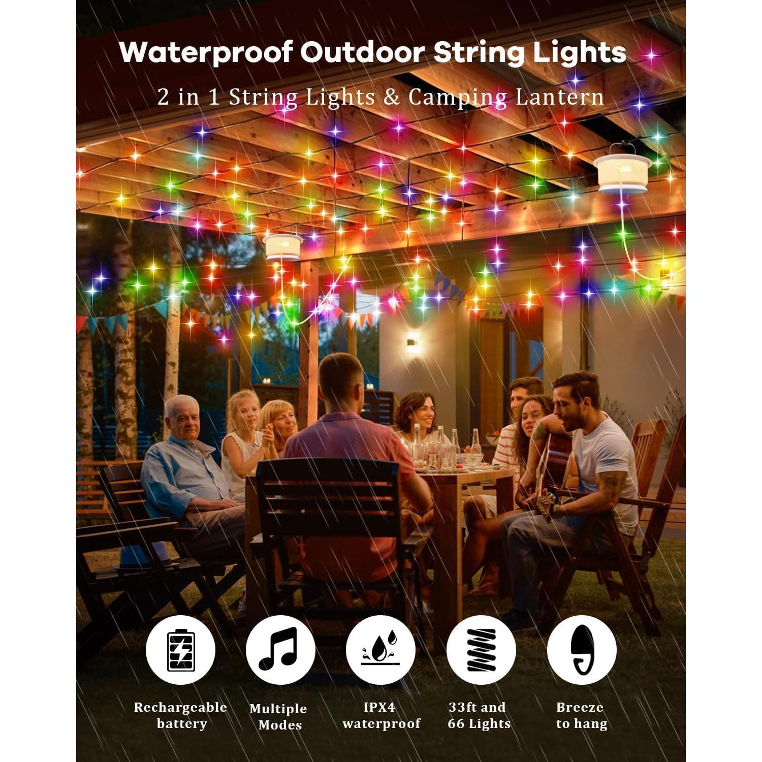 Luces de Camping RGB HomeBest 10m Recargables Impermeables