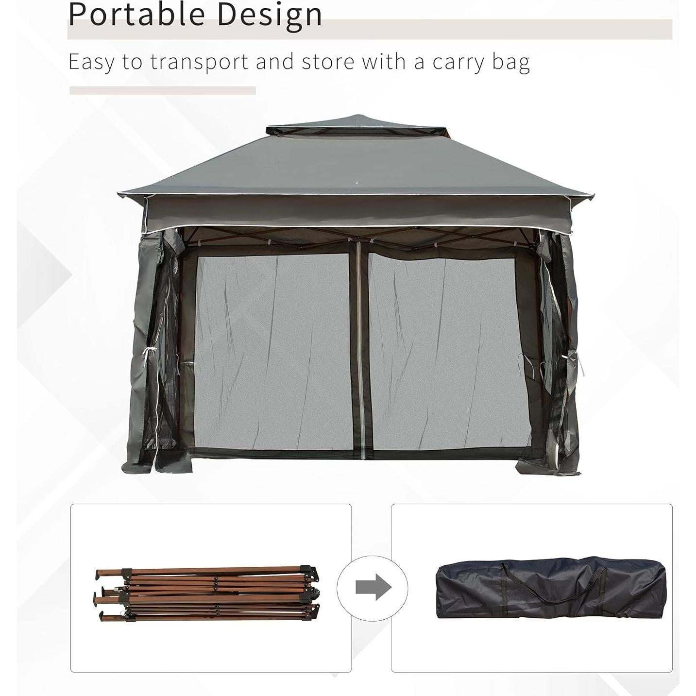 Carpa Plegable Adigyco 3.25x3.25m Gris Oscuro con Red
