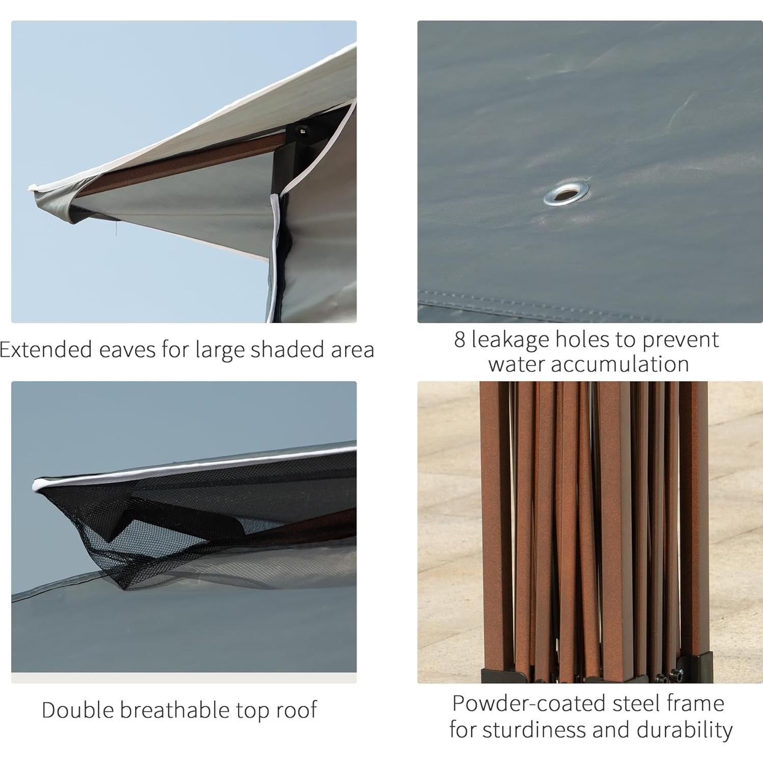 Carpa Plegable Adigyco 3.25x3.25m Gris Oscuro con Red