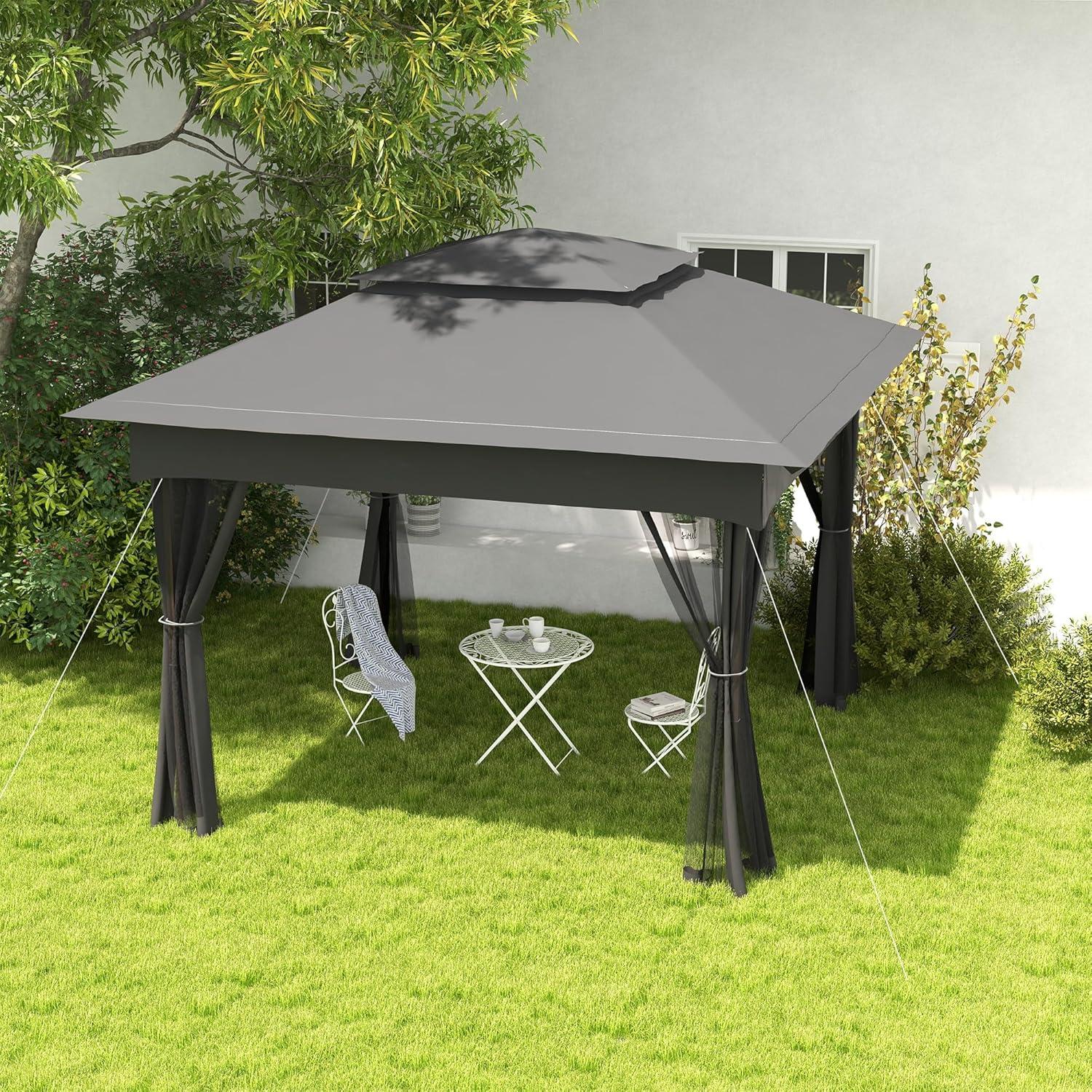 Carpa Plegable Adigyco 3.25x3.25m Gris Oscuro con Red