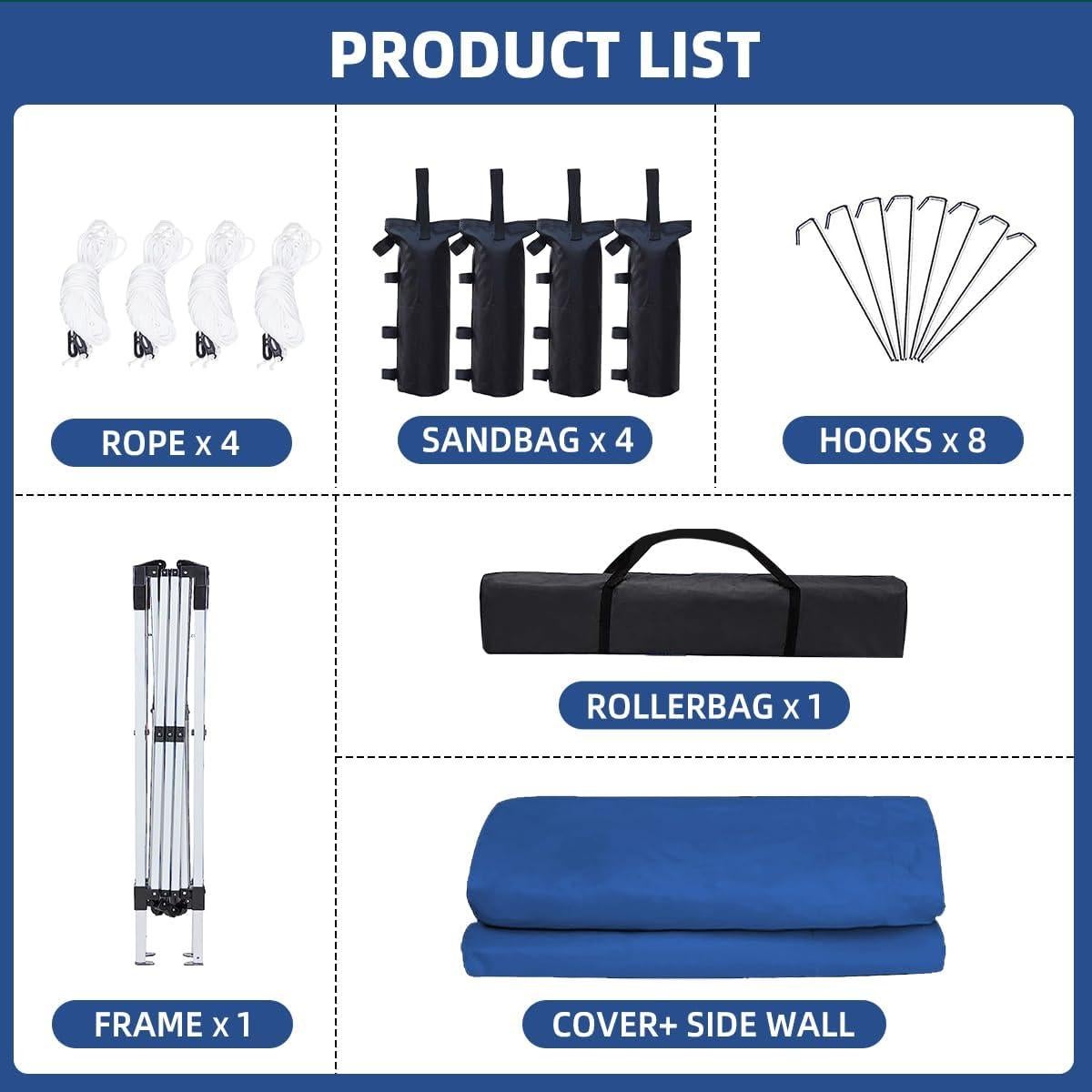 Carpa Plegable SAILARY 3.05x3.05m Azul Impermeable