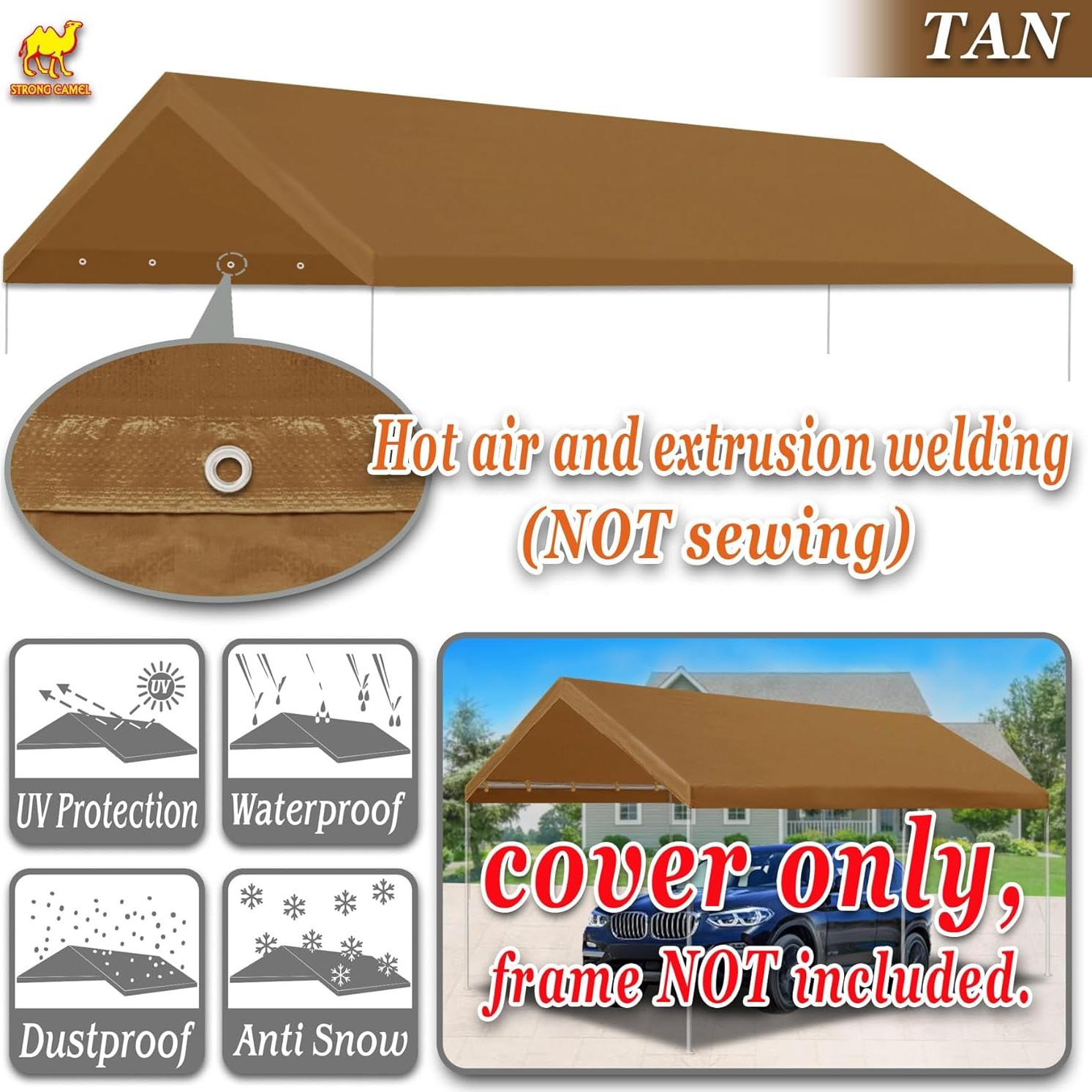 Cubierta de Toldo para Garaje Strong Camel 10x20 pies Beige