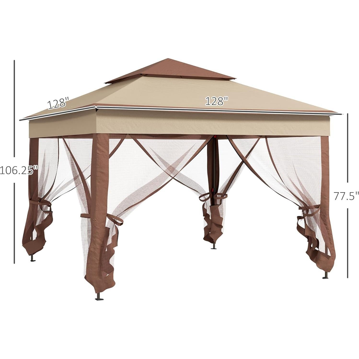 Carpa Plegable Adigyco 3.25x3.25m con Red Desmontable Caqui