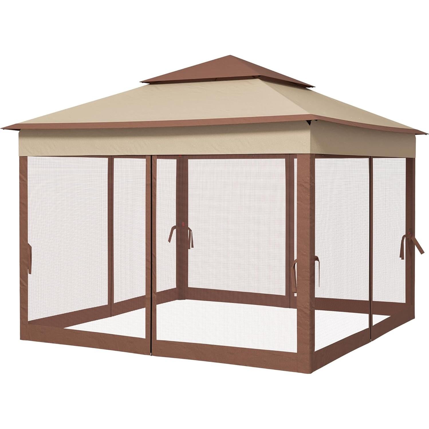 Carpa Plegable Adigyco 3.25x3.25m con Red Desmontable Caqui