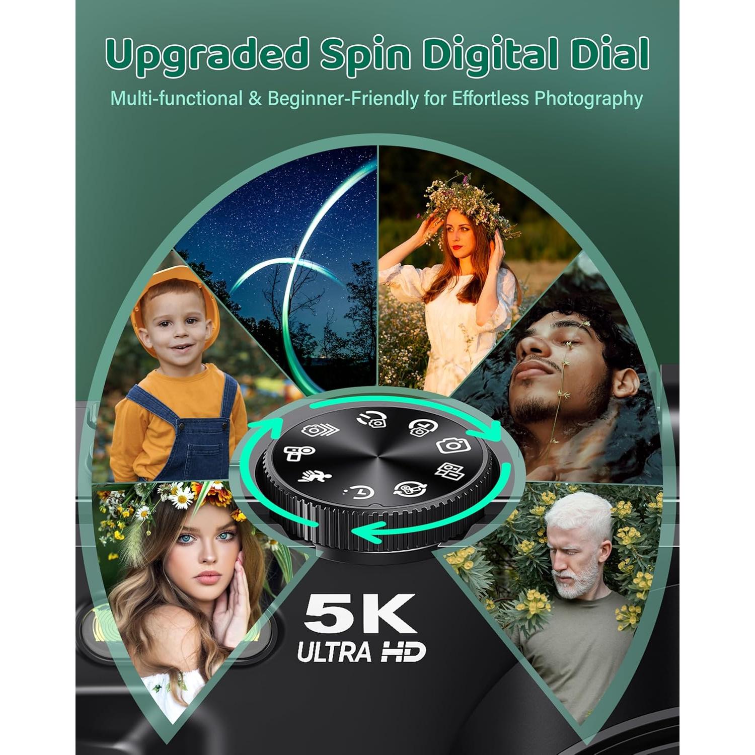 Cámara Digital 5K Pedtail 75MP Autofoco 18X WiFi 3"