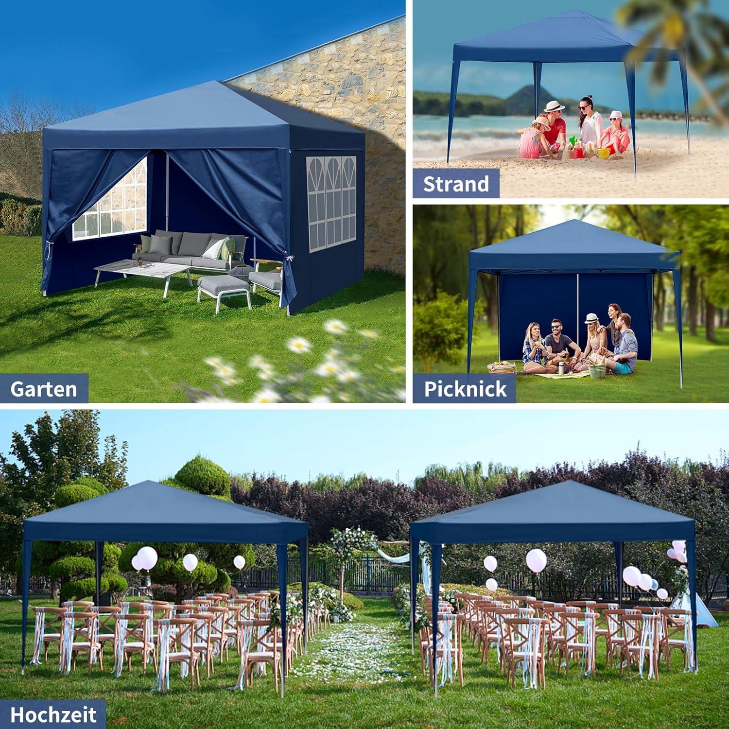 Carpa Plegable 3x3m JHshop Azul Impermeable para Eventos