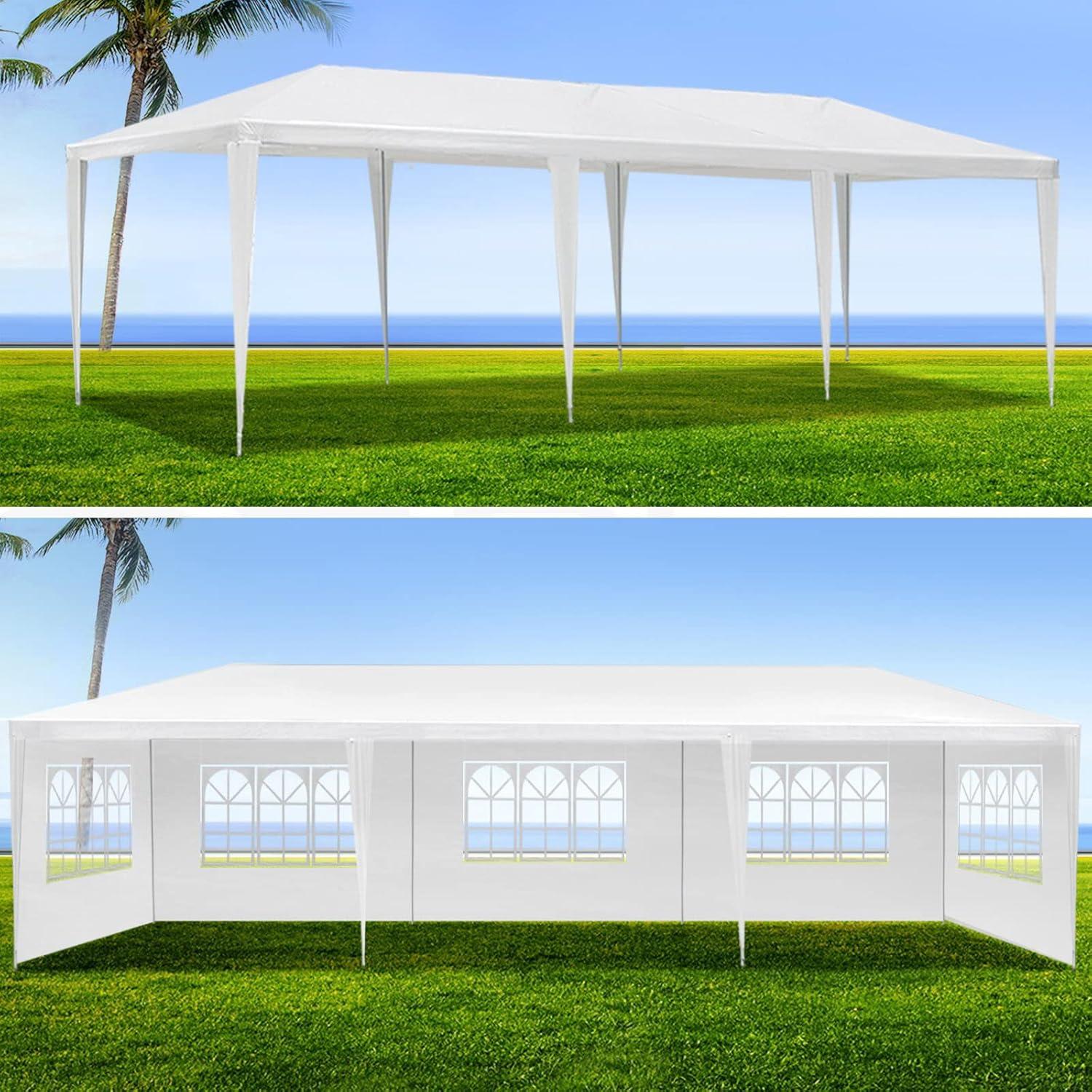 10x30 Tents for Parties Heavy Duty, Outdoor Backyard Garden Patio Gazebo Canopy Event Tents Market Tent, White Gazebos Sun Shade Waterproof Canopy with Removable Sidewalls, 8 Sides